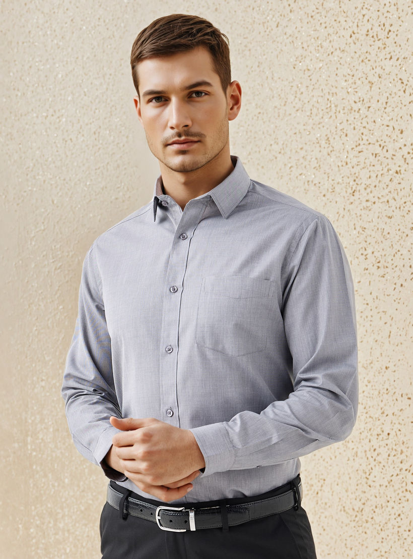 قميص بياقة وقصة عادية وأكمام طويلة-men-clothing-shirts-image-5