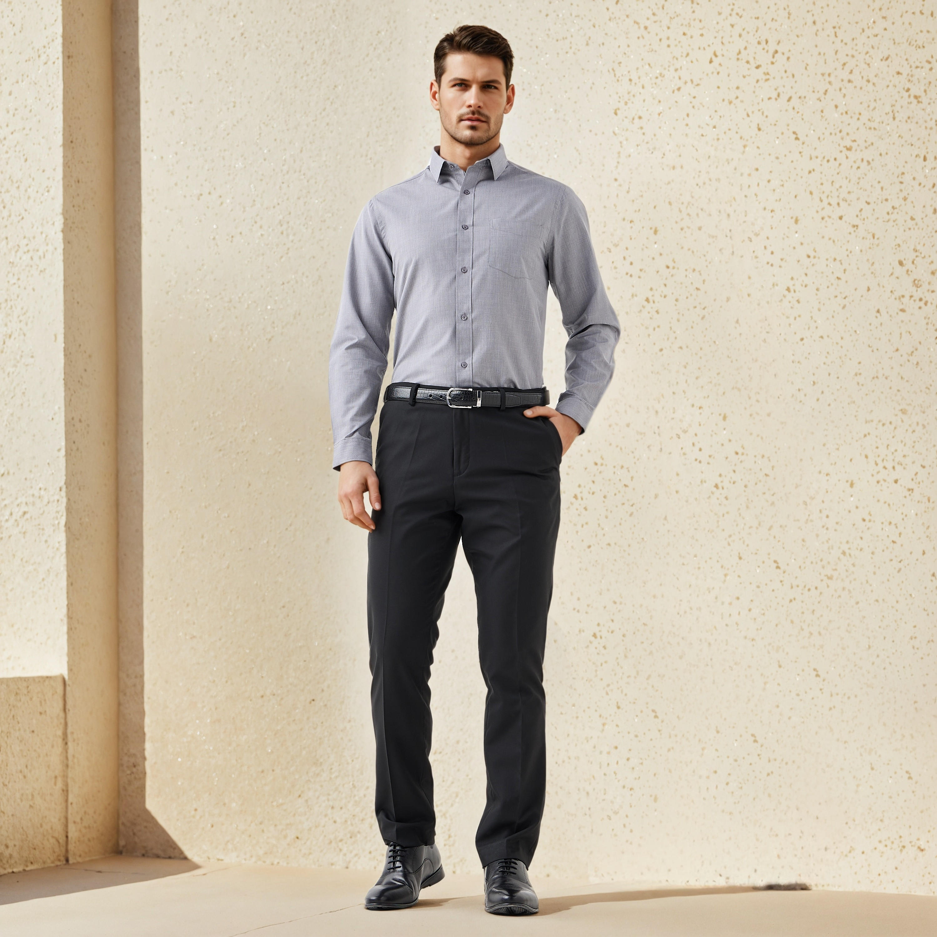 قميص بياقة وقصة عادية وأكمام طويلة-men-clothing-shirts-image-4