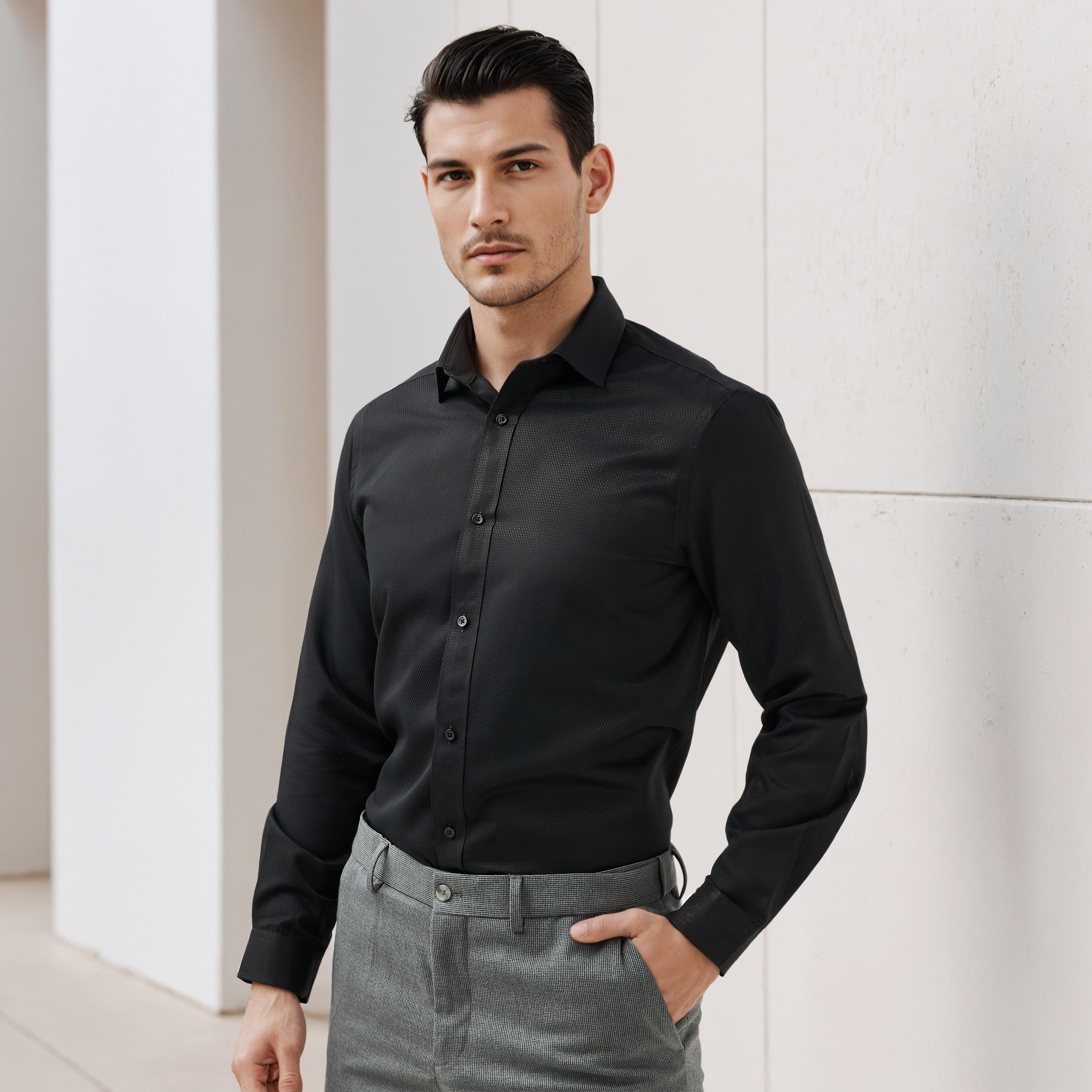 Regular Fit Dobby Formal Shirt-men-clothing-shirts-image-1