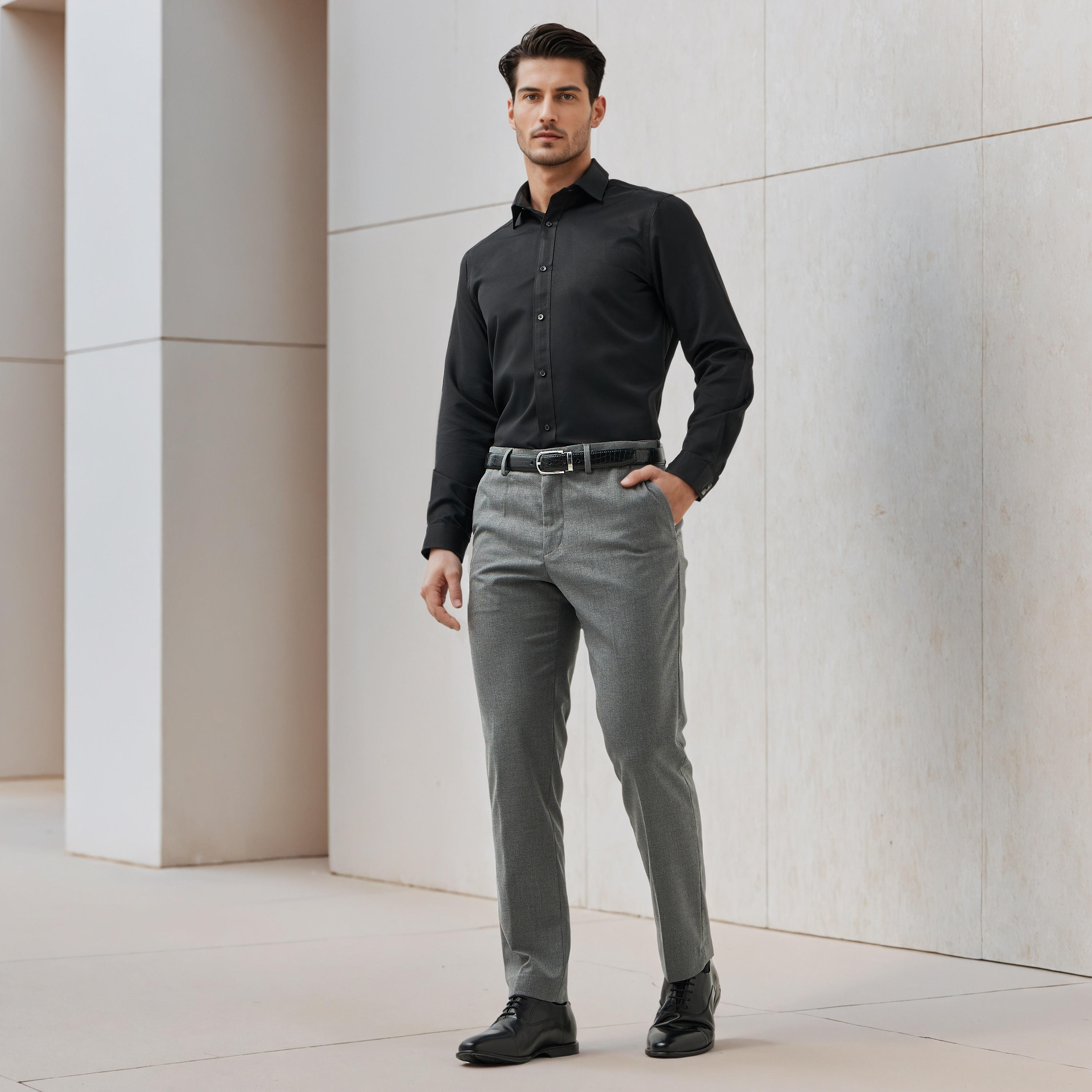 Regular Fit Dobby Formal Shirt-men-clothing-shirts-image-2