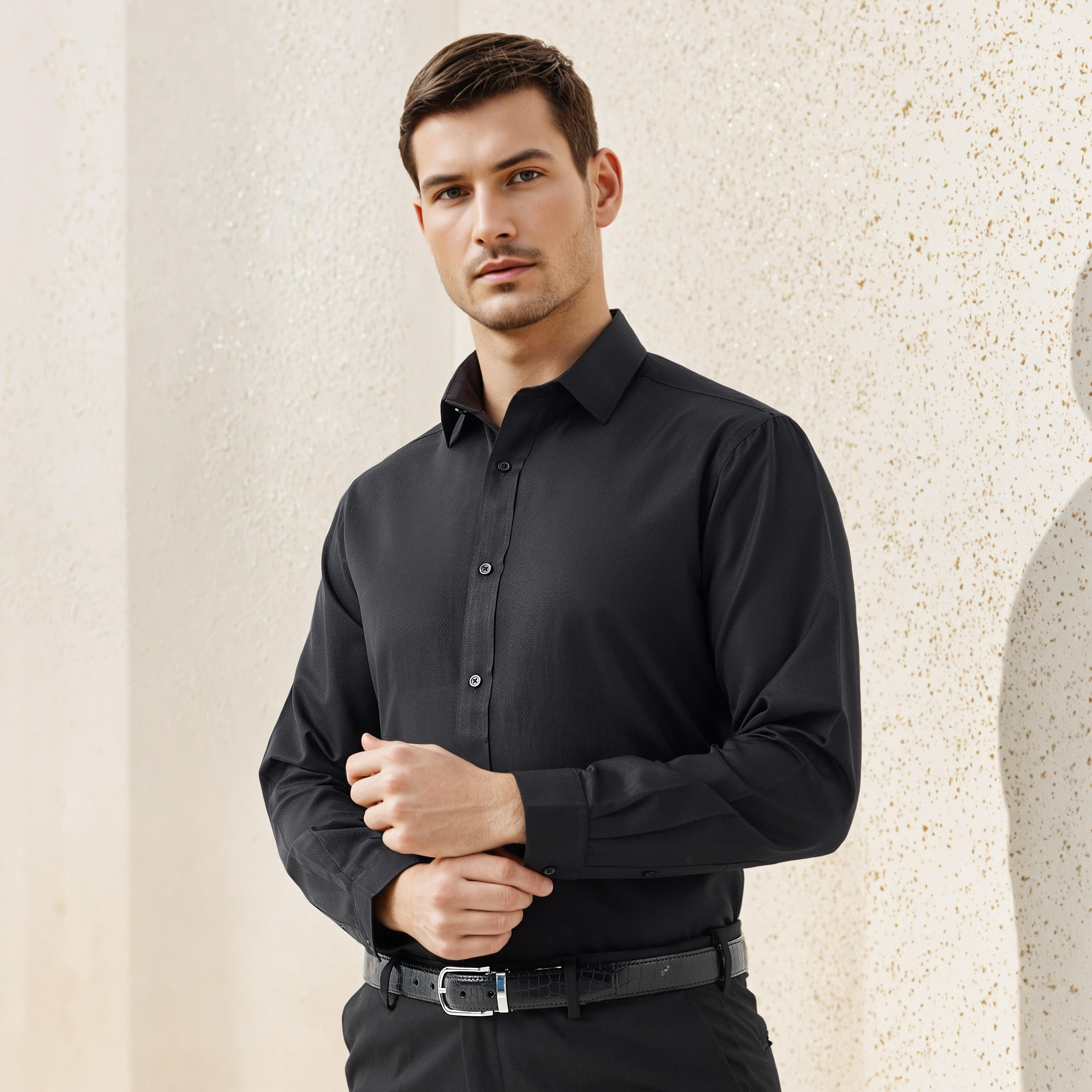 Regular Fit Dobby Formal Shirt-men-clothing-shirts-image-1