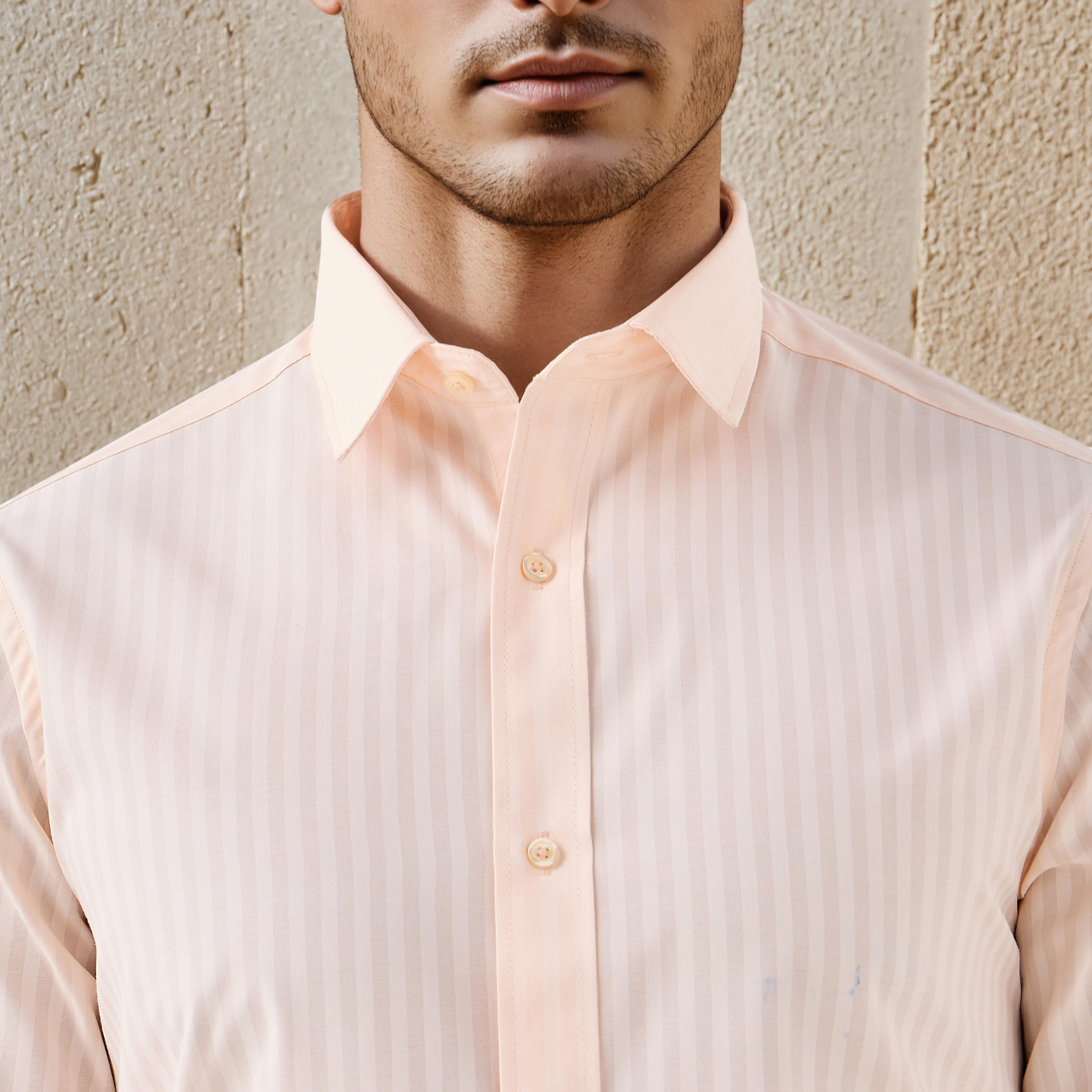 Regular Fit Striped Collared Dobby Shirt with Long Sleeves-men-clothing-shirts-image-4