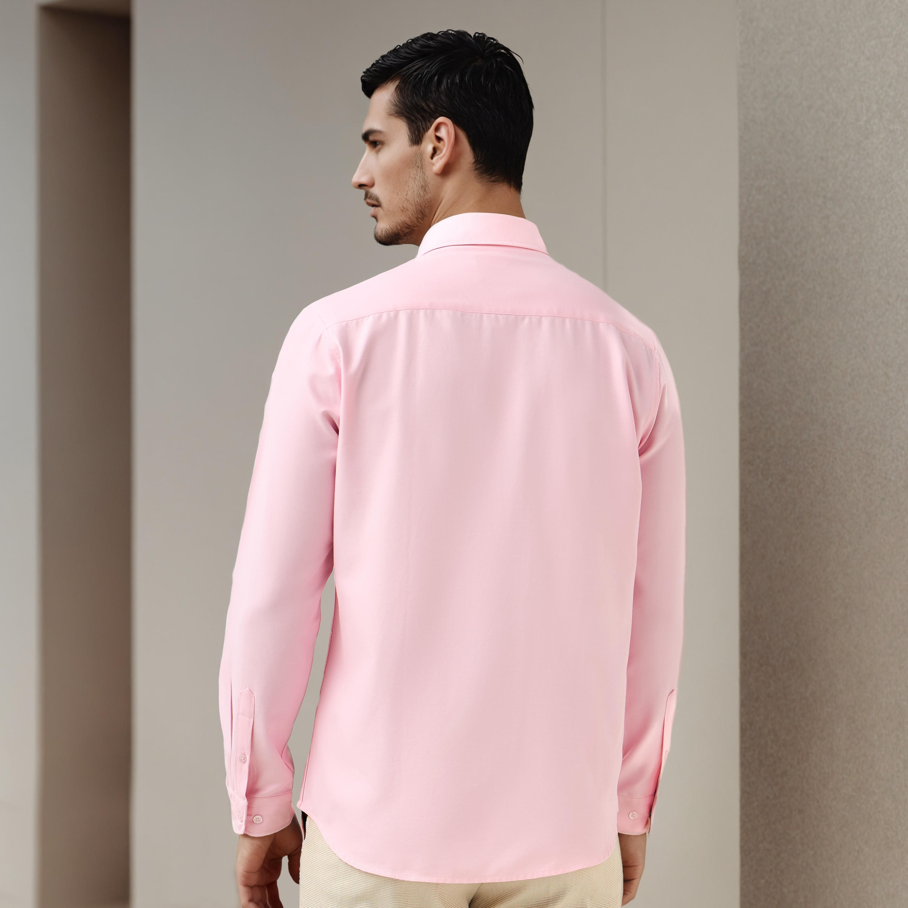 قميص أوكسفورد للرجال بقصة عادية وياقة بأزرار وجيب وأكمام طويلة-men-clothing-shirts-image-3