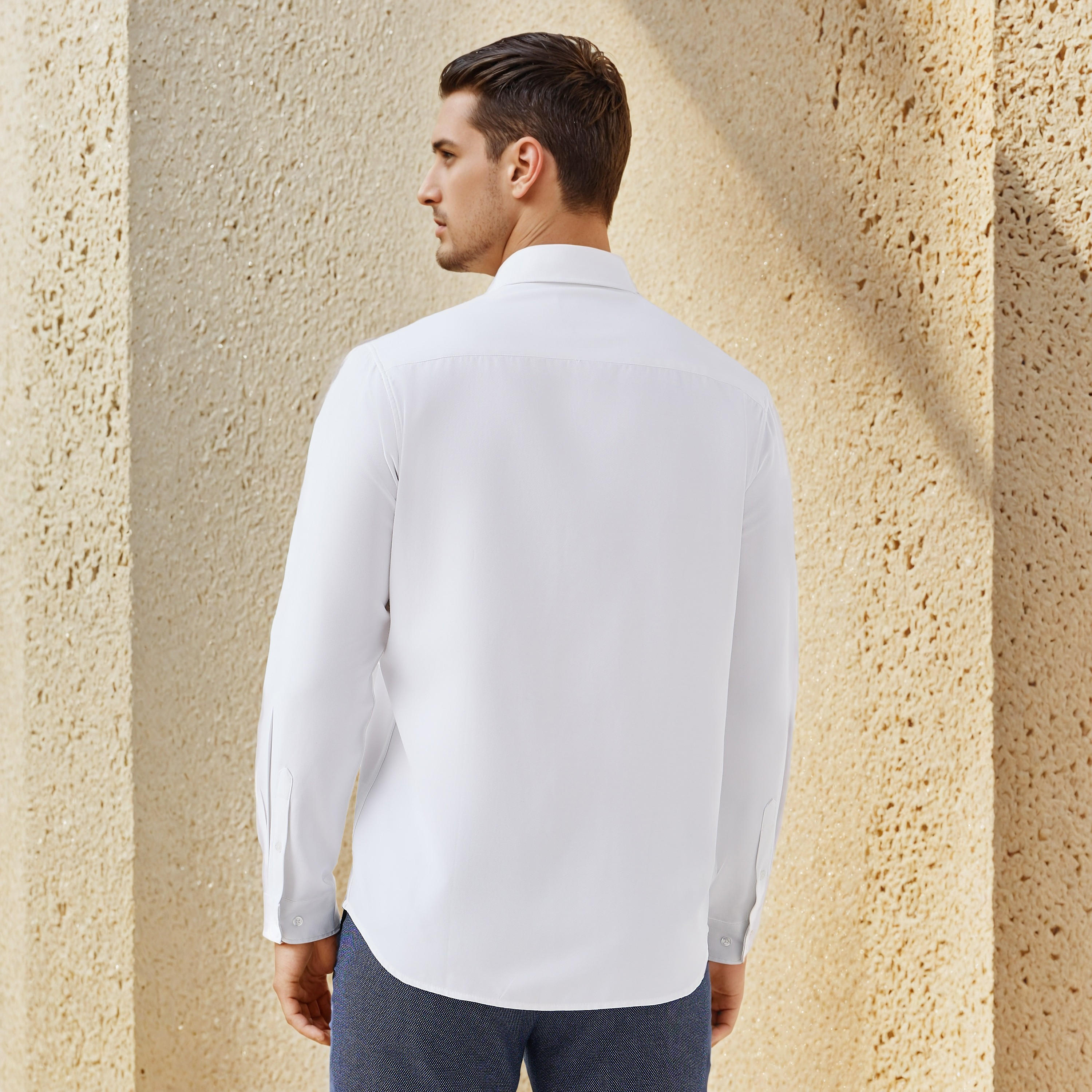 Men Regular Fit Button-Down Collar Long Sleeves Oxford Shirt with Pocket-men-clothing-shirts-image-3