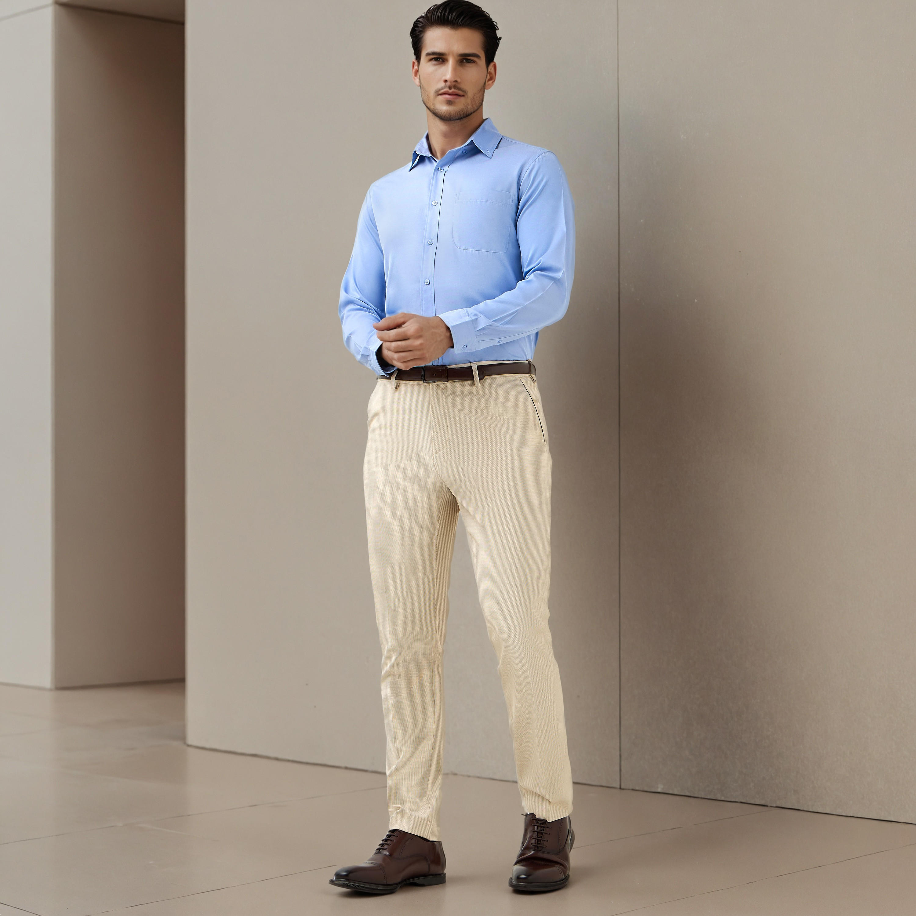 قميص سادة بياقة وأكمام طويلة للرجال-PROMO_SP_KSA_6_BUY3FORSAR119_130625-image-5