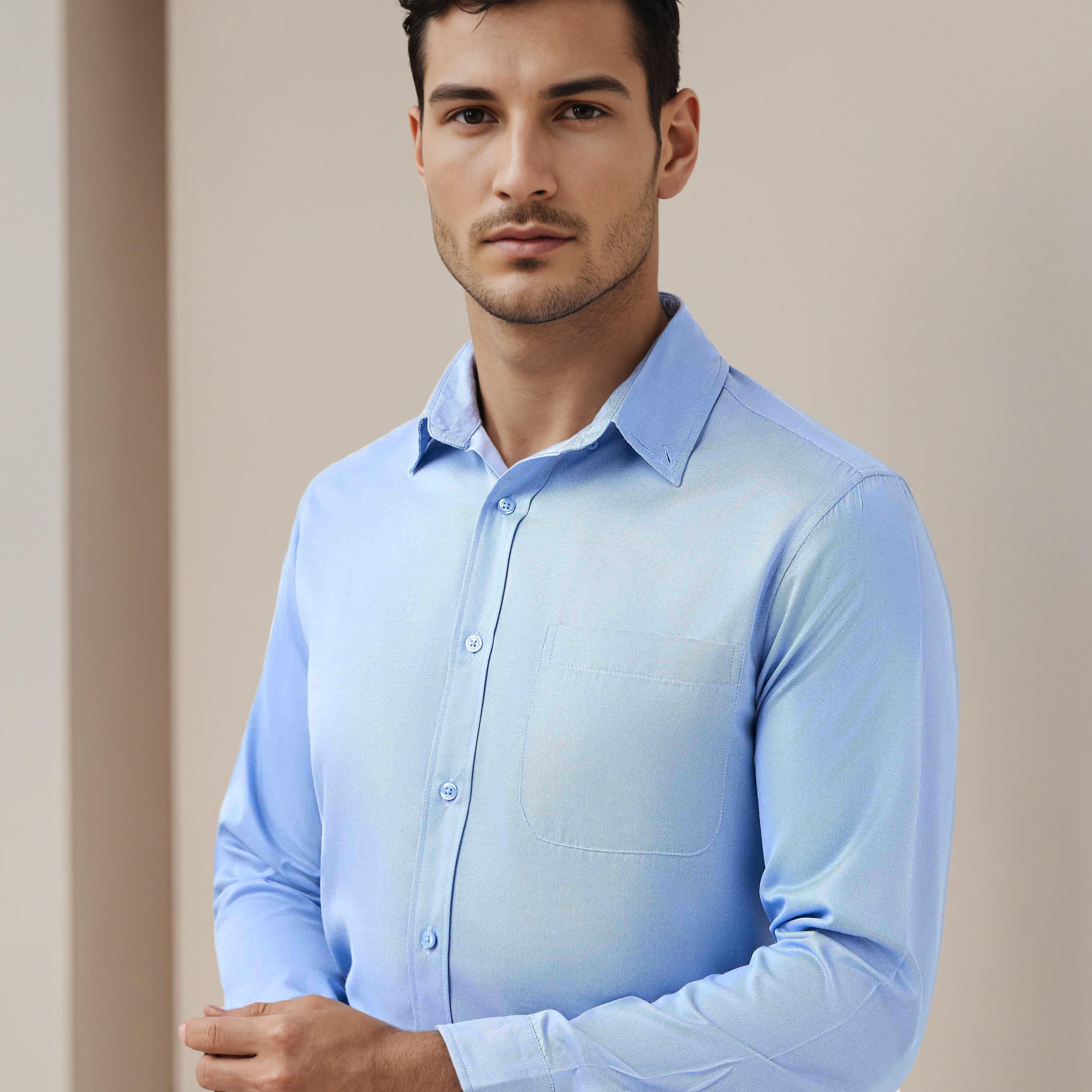 قميص سادة بياقة وأكمام طويلة للرجال-PROMO_SP_KSA_6_BUY3FORSAR119_130625-image-2