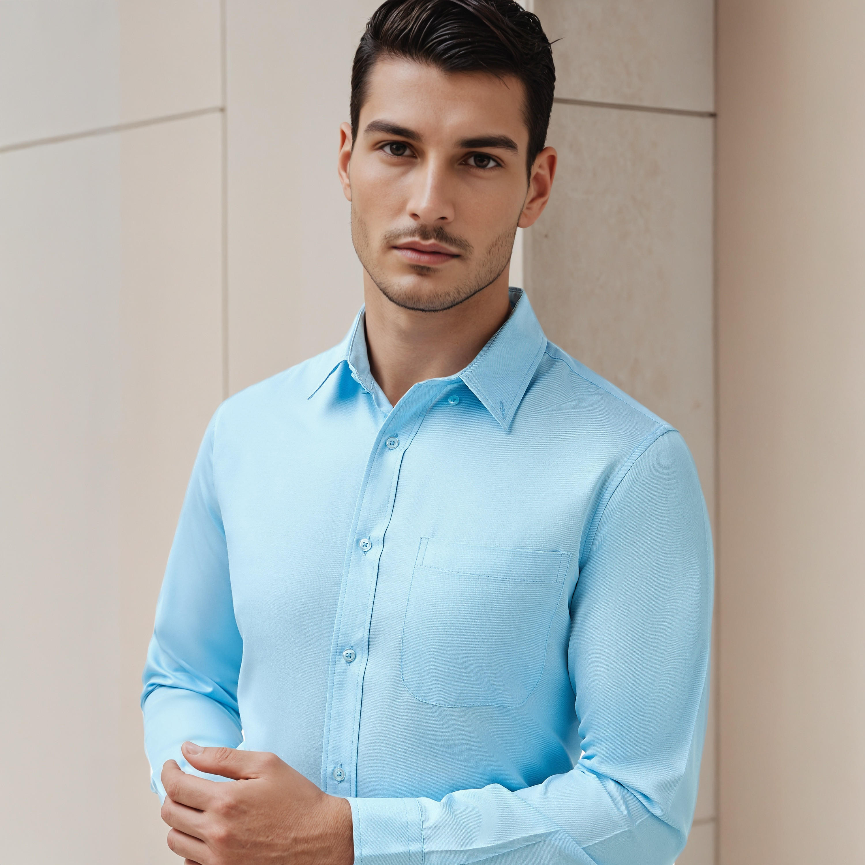 Men Button-Down Collar Solid Long Sleeves Shirt-men-clothing-shirts-image-4