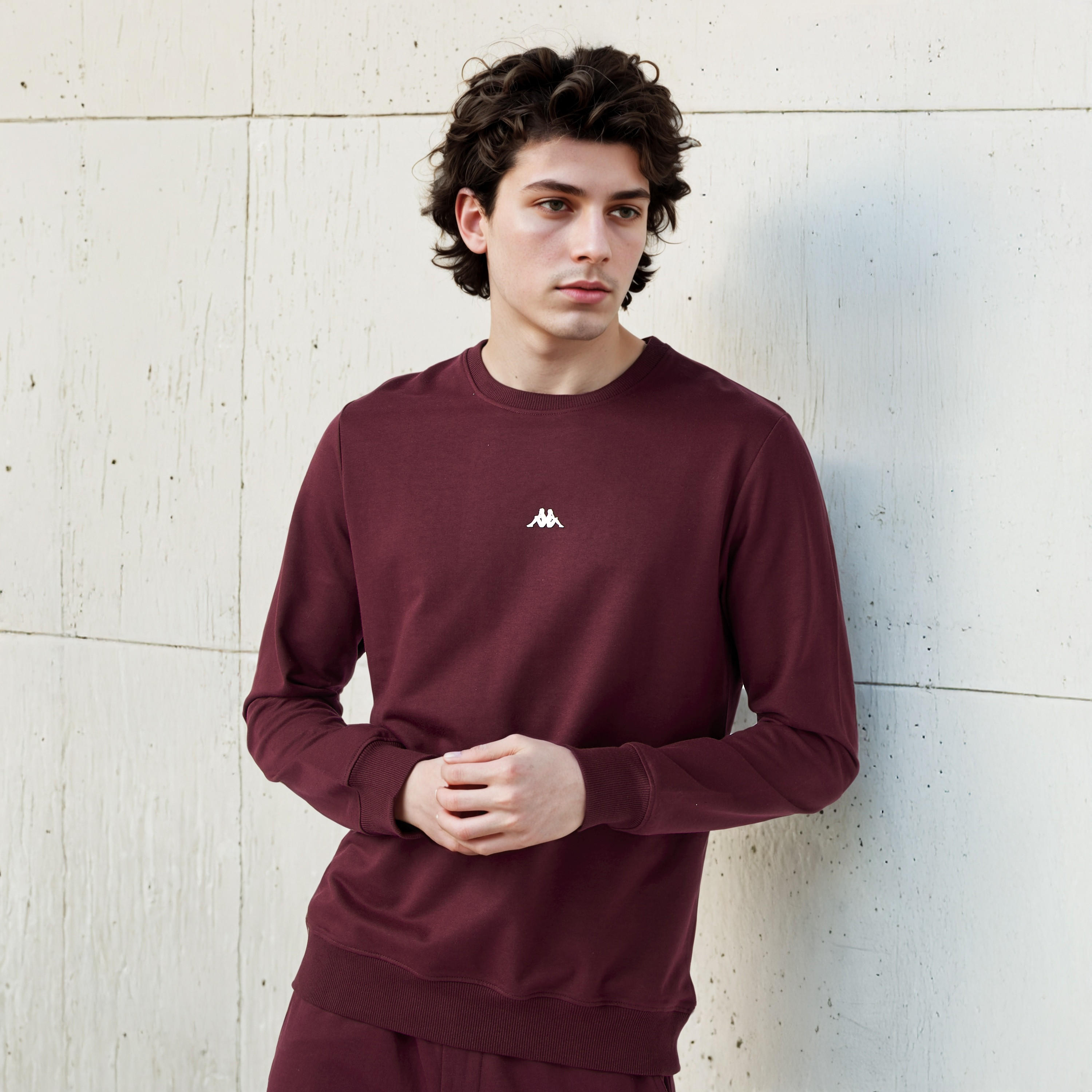 Kappa Logo Print Crew Neck Sweatshirt with Long Sleeves-men-winterwear-hoodiesandsweatshirts-image-1