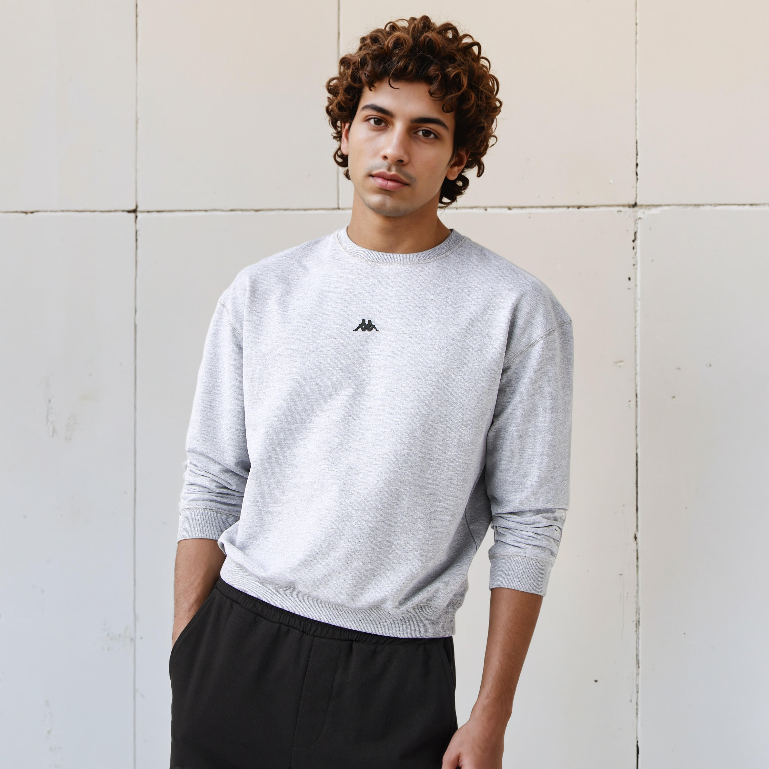 Kappa Logo Print Crew Neck Sweatshirt with Long Sleeves-men-winterwear-hoodiesandsweatshirts-image-1