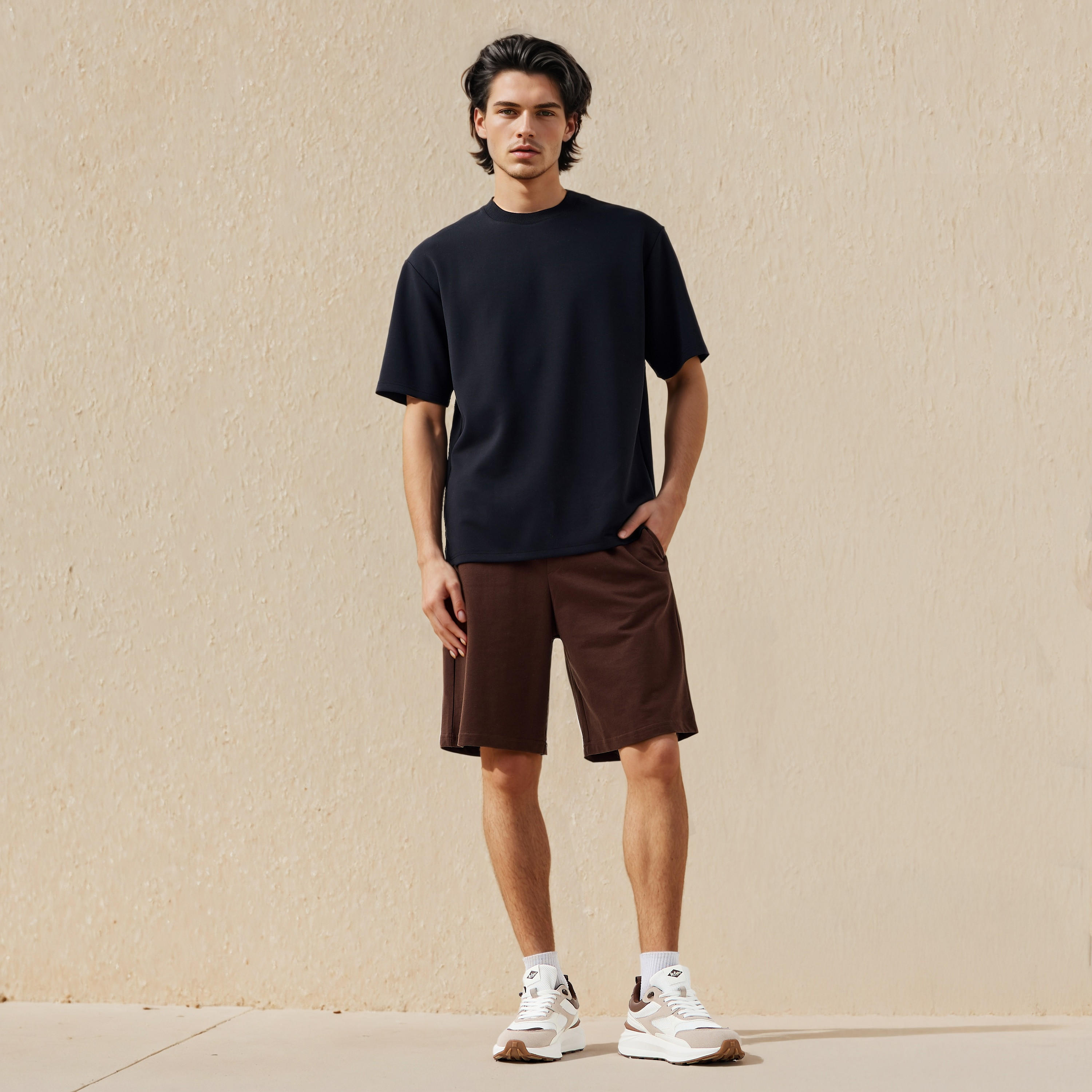 Men Relaxed Fit Shorts Cotton-men-clothing-bottoms-shorts-image-2