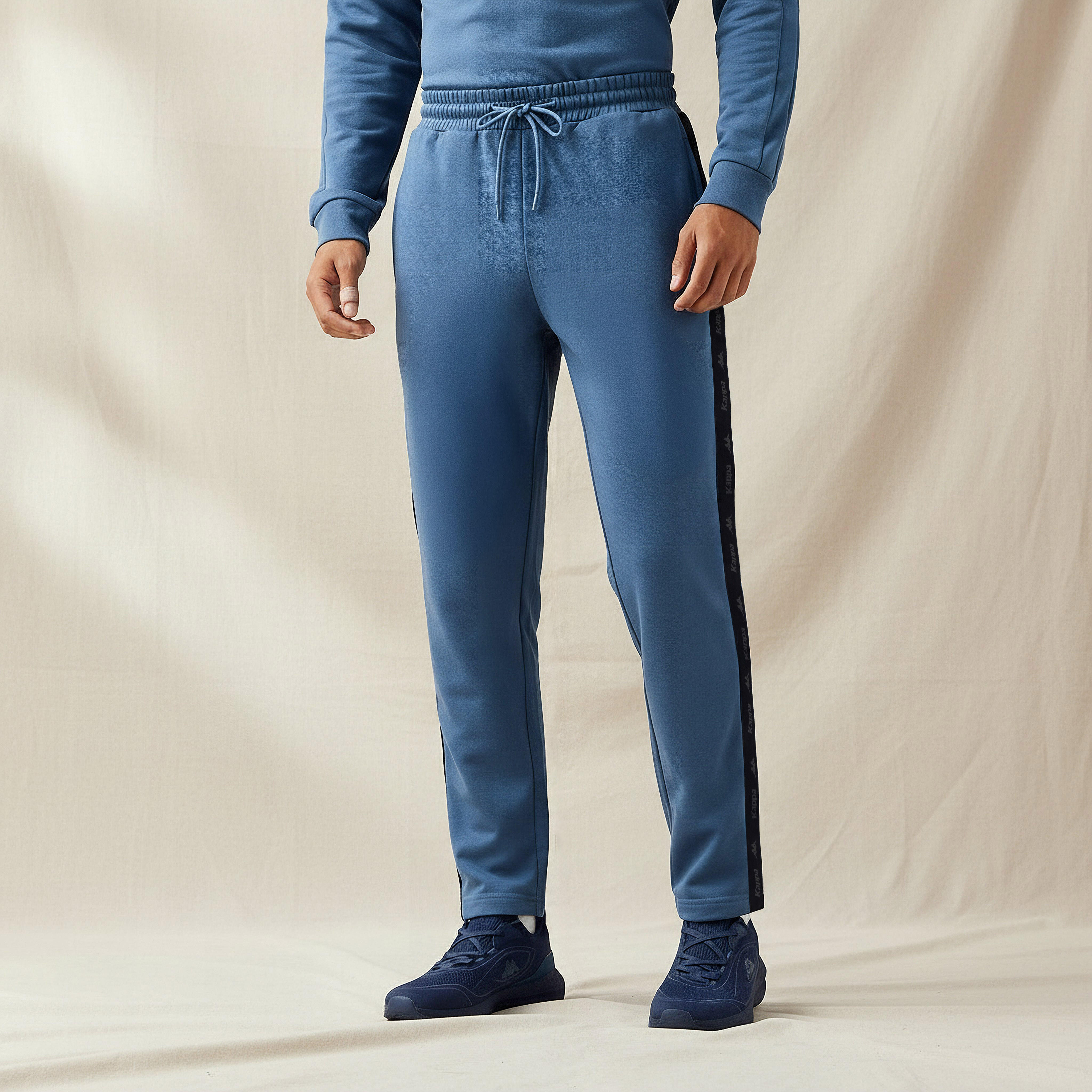 Kappa Men Relaxed Fit Flexi Waist Joggers with Side Logo Panel-men-clothing-sportswearandactivewear-bottoms-joggers-image-1