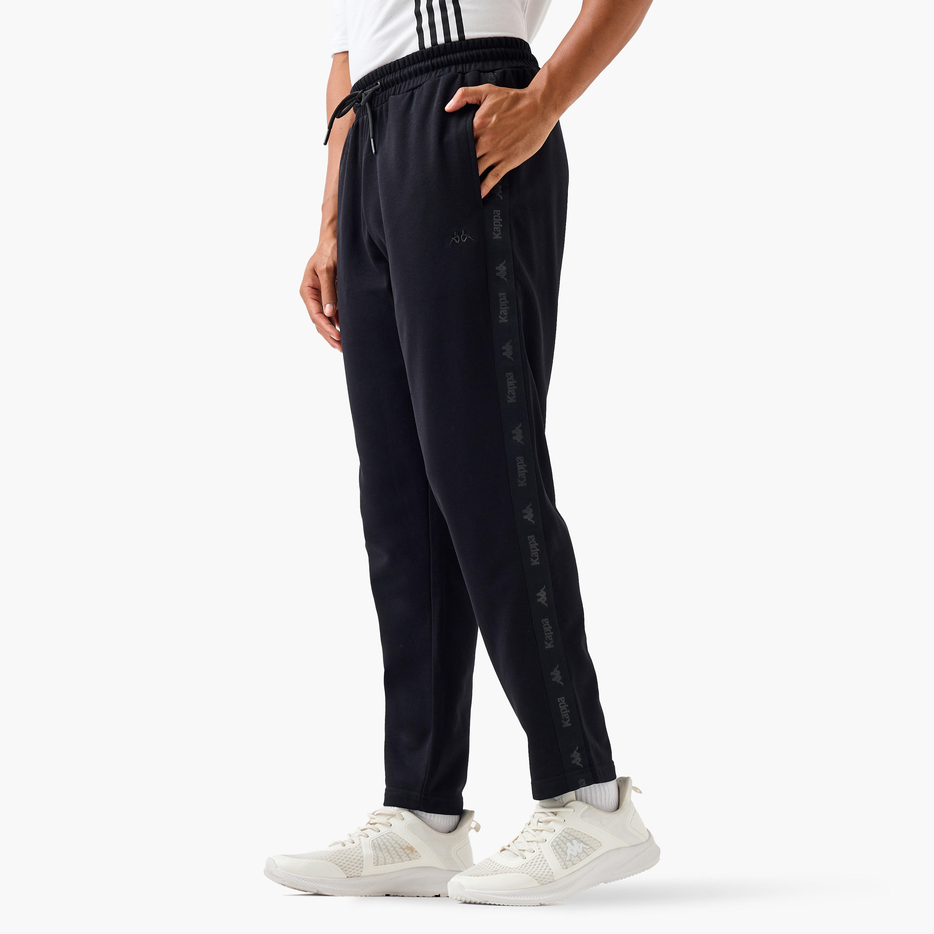 Kappa Men Relaxed Fit Flexi Waist Joggers with Side Logo Panel-men-clothing-sportswearandactivewear-bottoms-joggers-image-1
