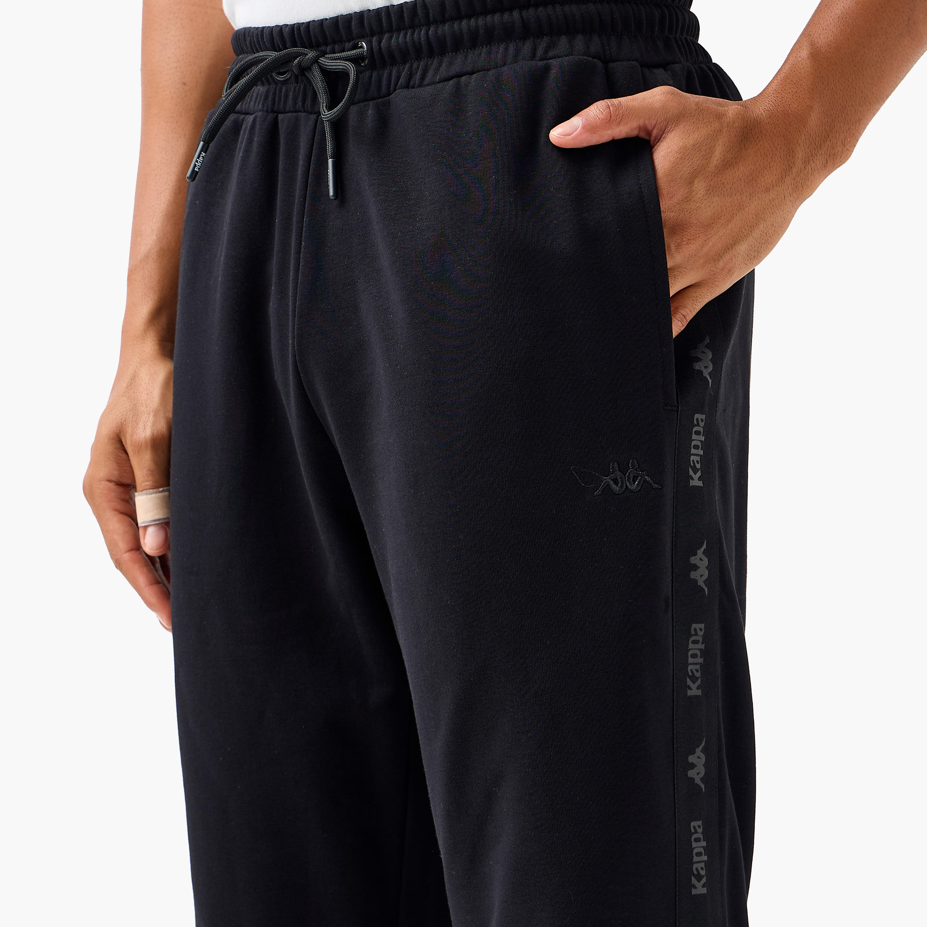Kappa Men Relaxed Fit Flexi Waist Joggers with Side Logo Panel-men-clothing-sportswearandactivewear-bottoms-joggers-image-4