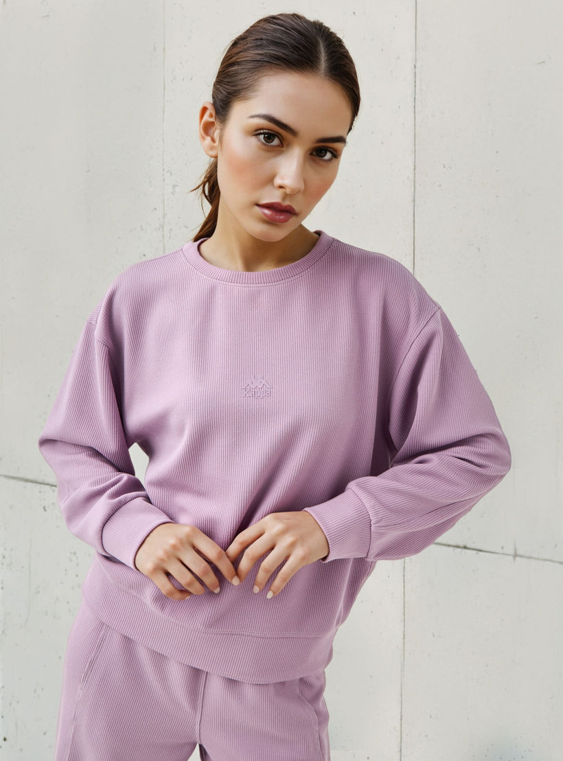 سويت شيرت مضلع بقصة عادية للنساء من كابا-women-winterwear-hoodiesandsweatshirts-sweatshirts-image-1