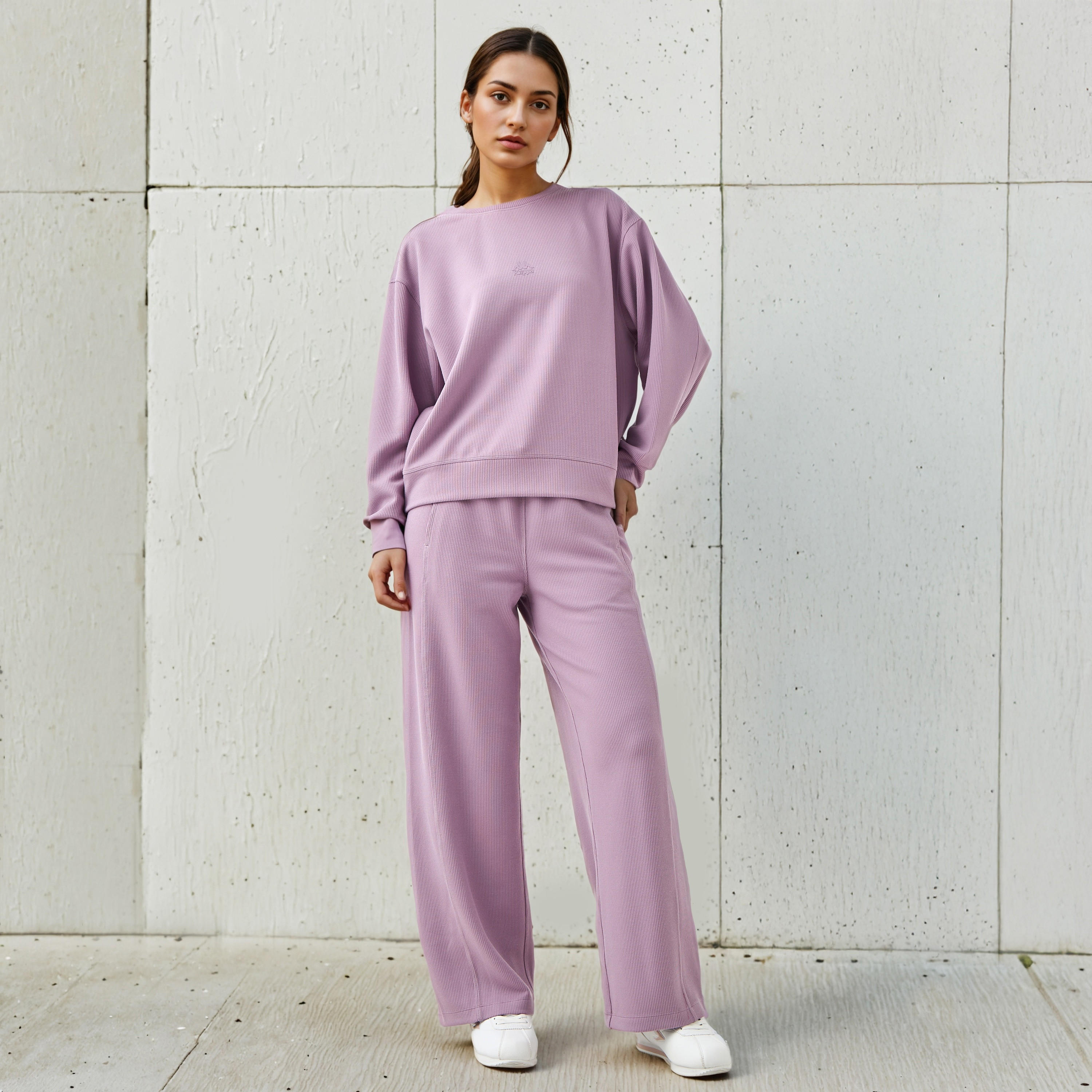 سويت شيرت مضلع بقصة عادية للنساء من كابا-women-winterwear-hoodiesandsweatshirts-sweatshirts-image-2