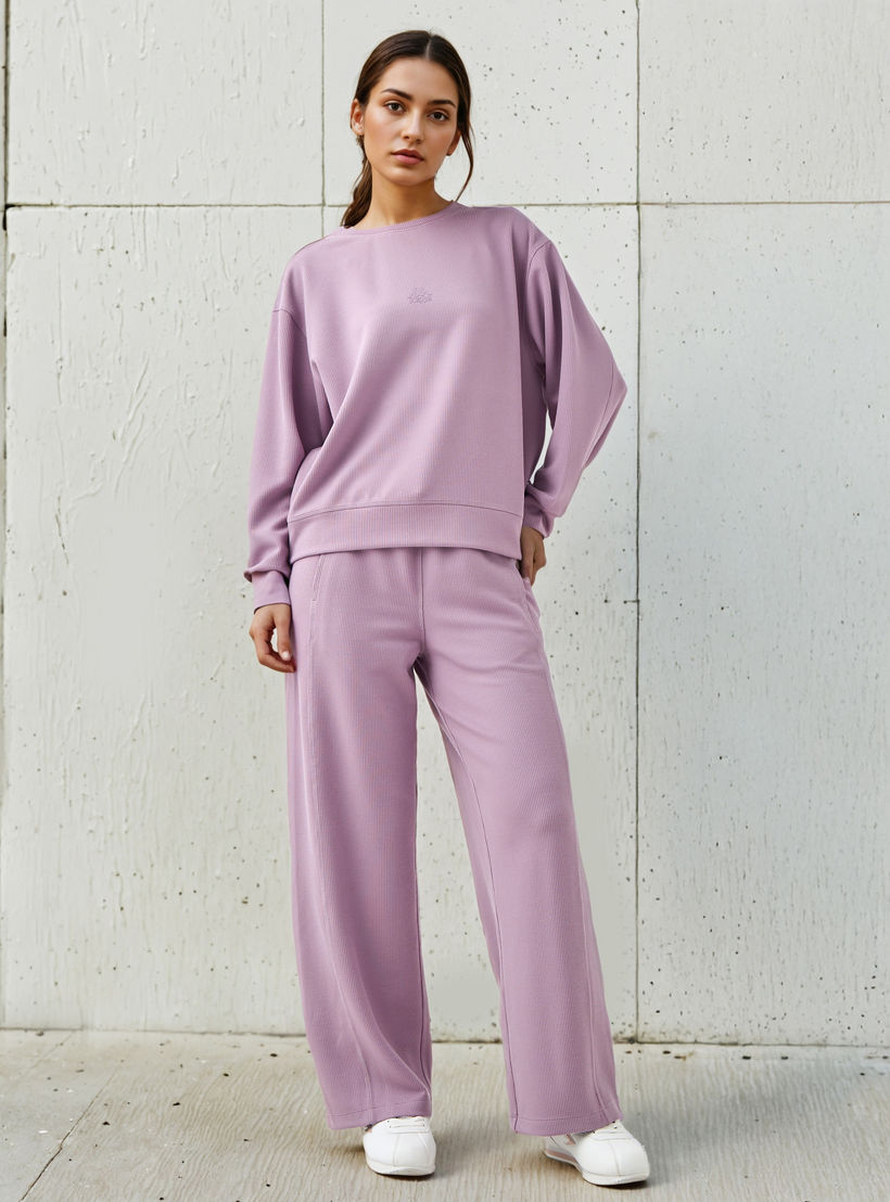 سويت شيرت مضلع بقصة عادية للنساء من كابا-women-winterwear-hoodiesandsweatshirts-sweatshirts-image-2