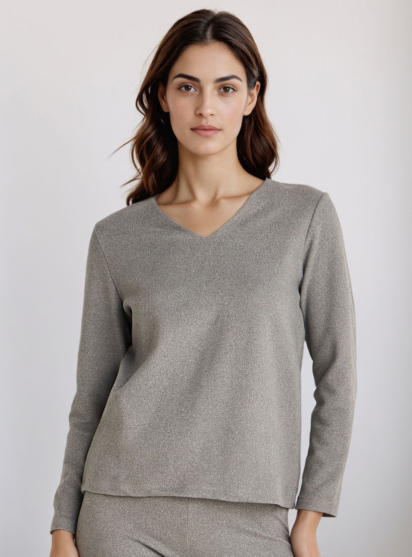 طقم بيجاما حراري تيشيرت وبنطلون ليقنز-women-clothing-nightwear-pyjamas-longsets-image-2