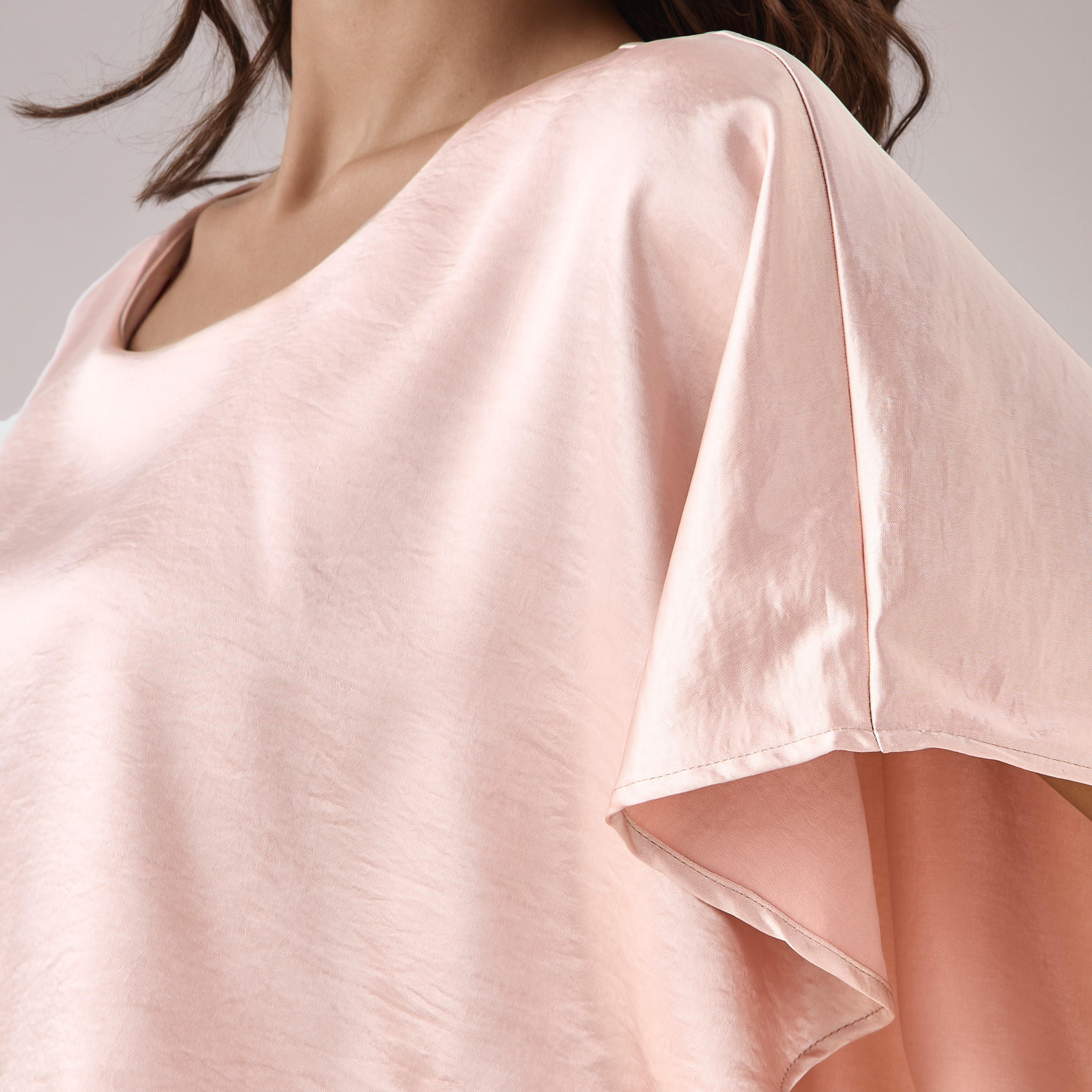 A-Line Maxi Polyester Dress with Cape Overlay Detail-women-clothing-dresses-image-6