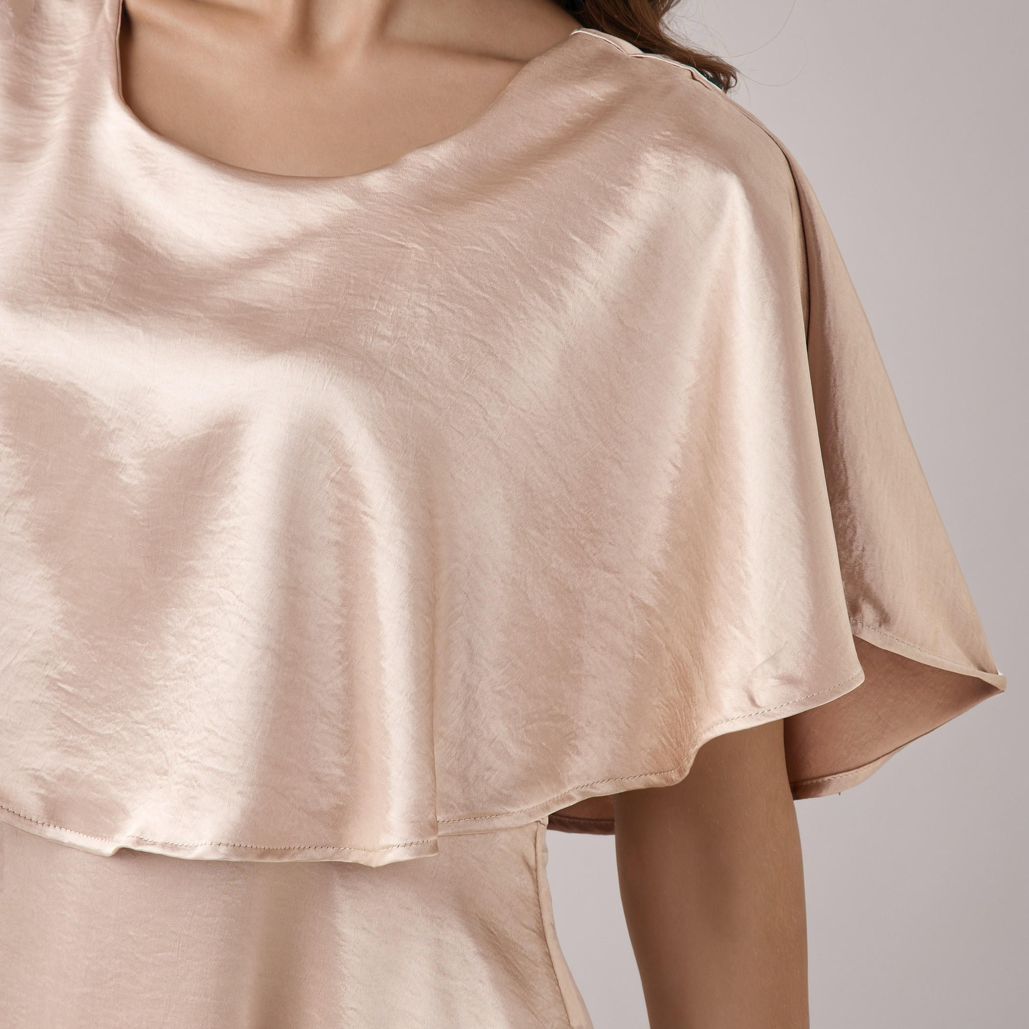 A-Line Maxi Polyester Dress with Cape Overlay Detail-women-clothing-dresses-image-6