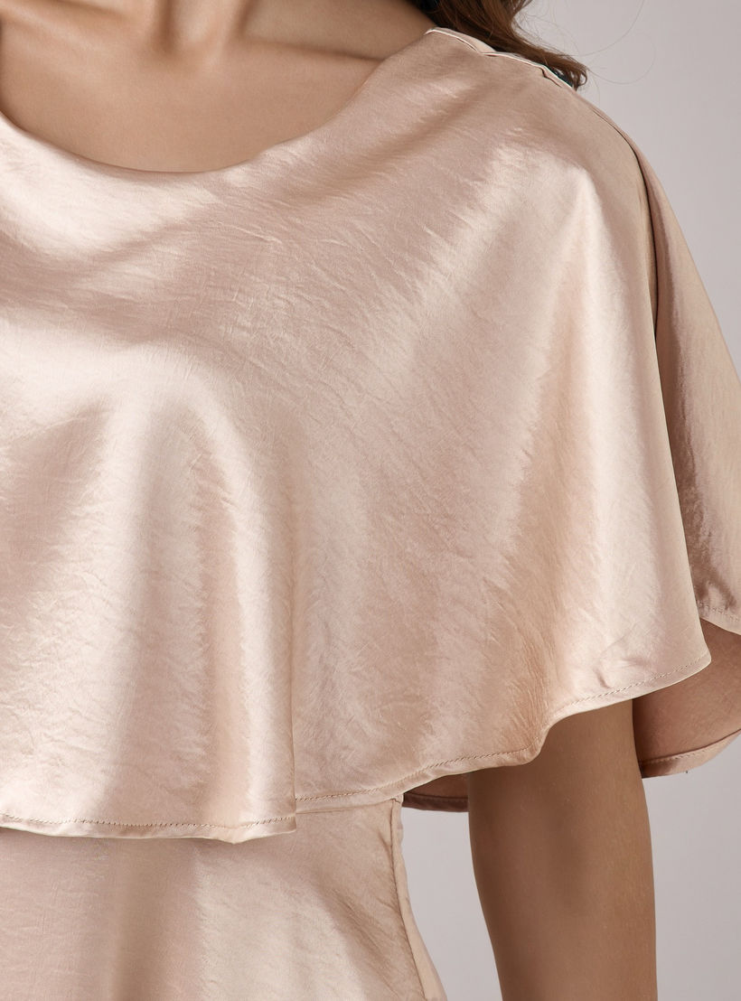 A-Line Maxi Polyester Dress with Cape Overlay Detail-women-clothing-dresses-image-6