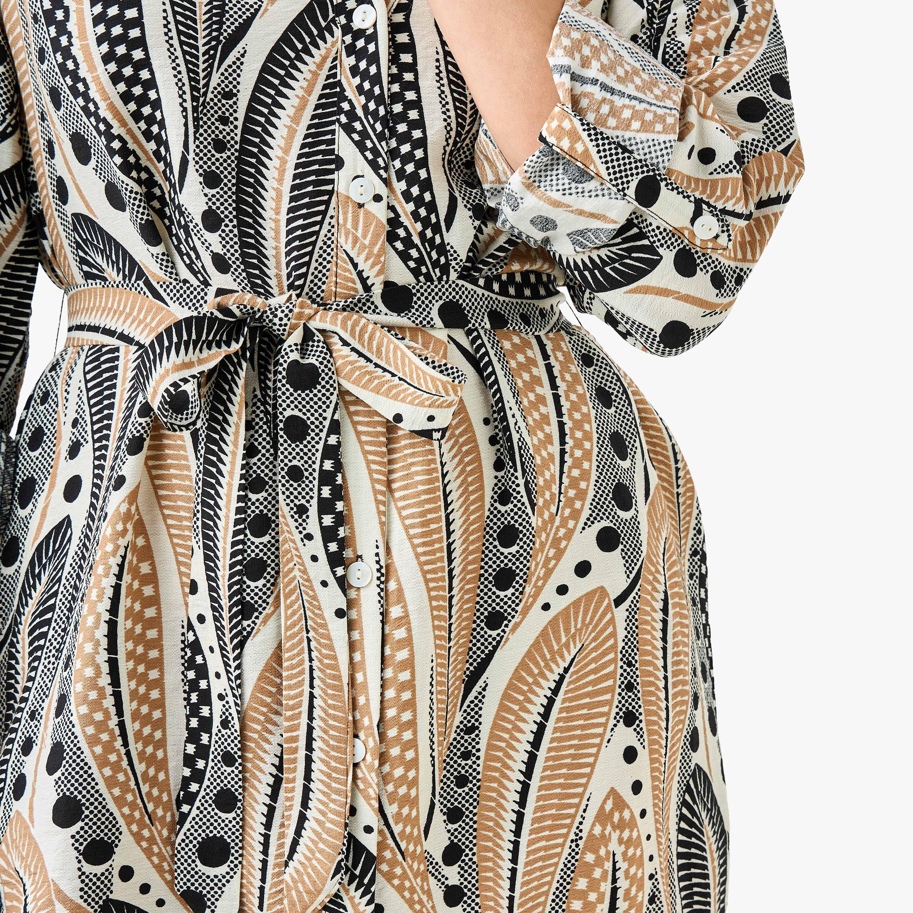 فستان قميص طول الركبة بحزام وطبعات-women-clothing-dresses-image-1