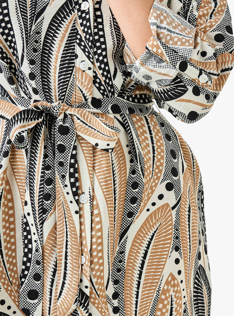 فستان قميص طول الركبة بحزام وطبعات-women-clothing-dresses-image-1