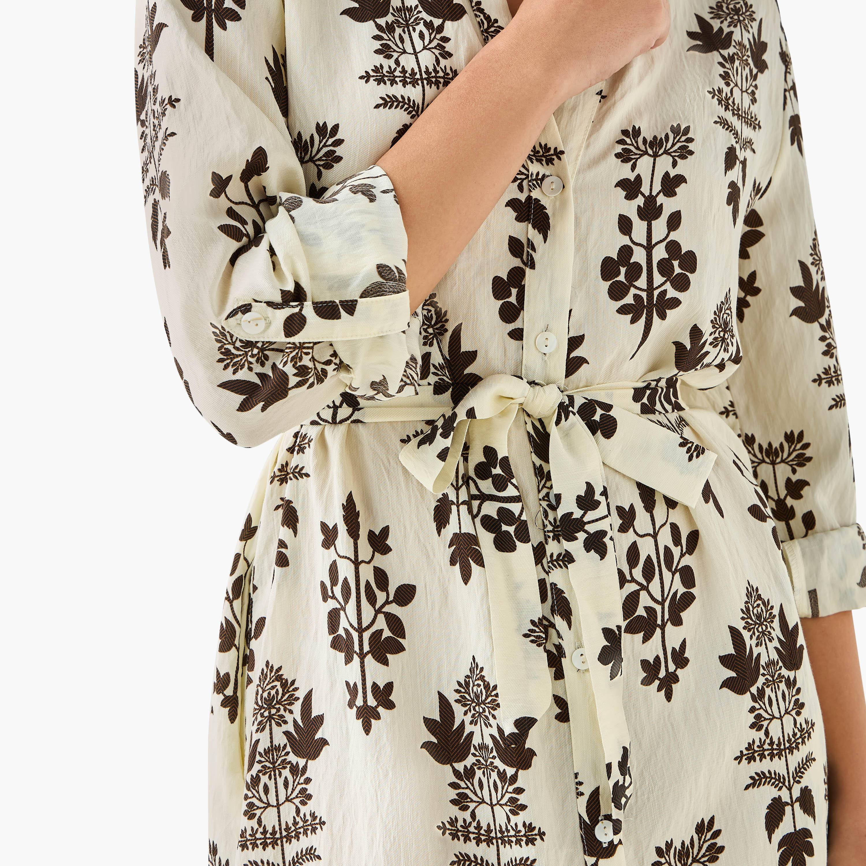 فستان قميص بطول الركبة وبحزام وطبعات زهرية-women-clothing-dresses-image-4