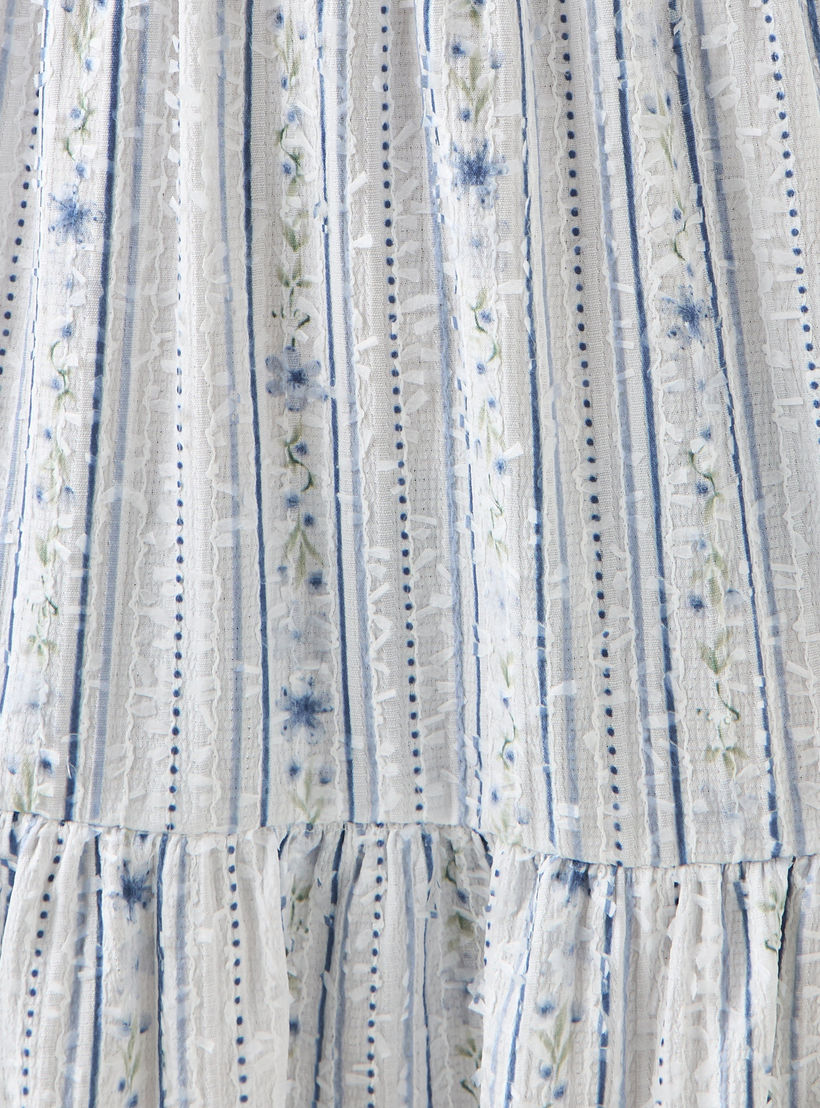 Tiered Midi Textured Viscose Dress with Flutter Sleeves-women-clothing-dresses-image-5