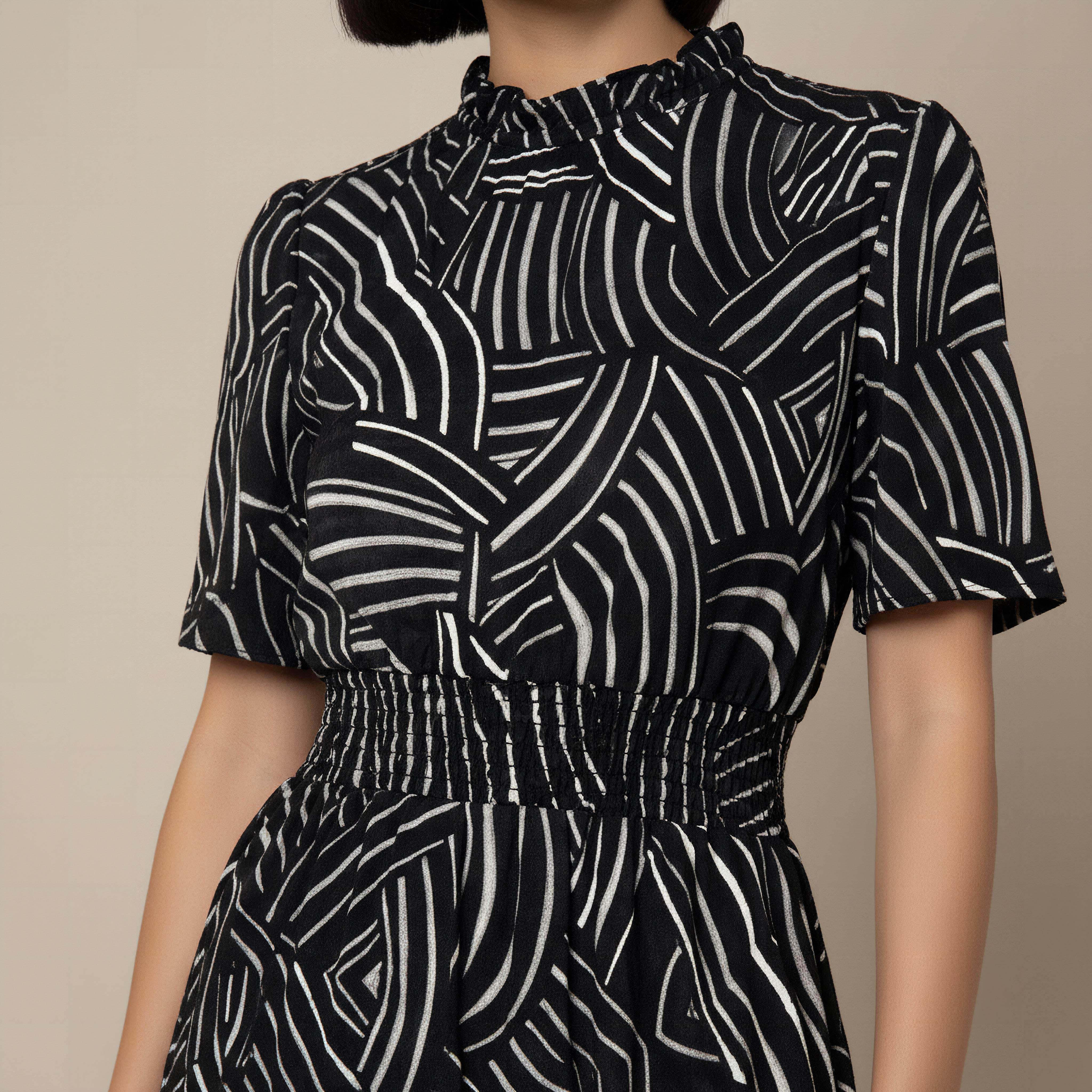 Tiered Midi Viscose Dress with Flutter Sleeves-women-clothing-dresses-image-4