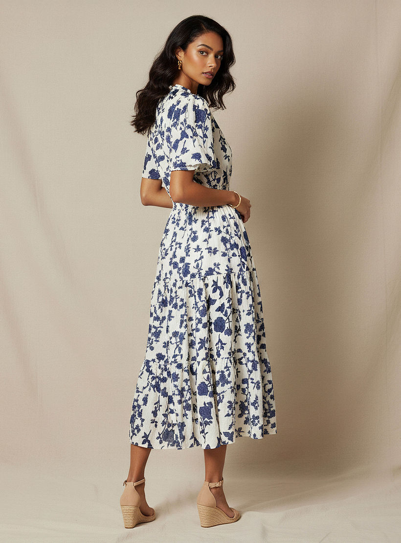 Tiered Midi Denim Dress with Flutter Sleeves-women-clothing-dresses-image-3