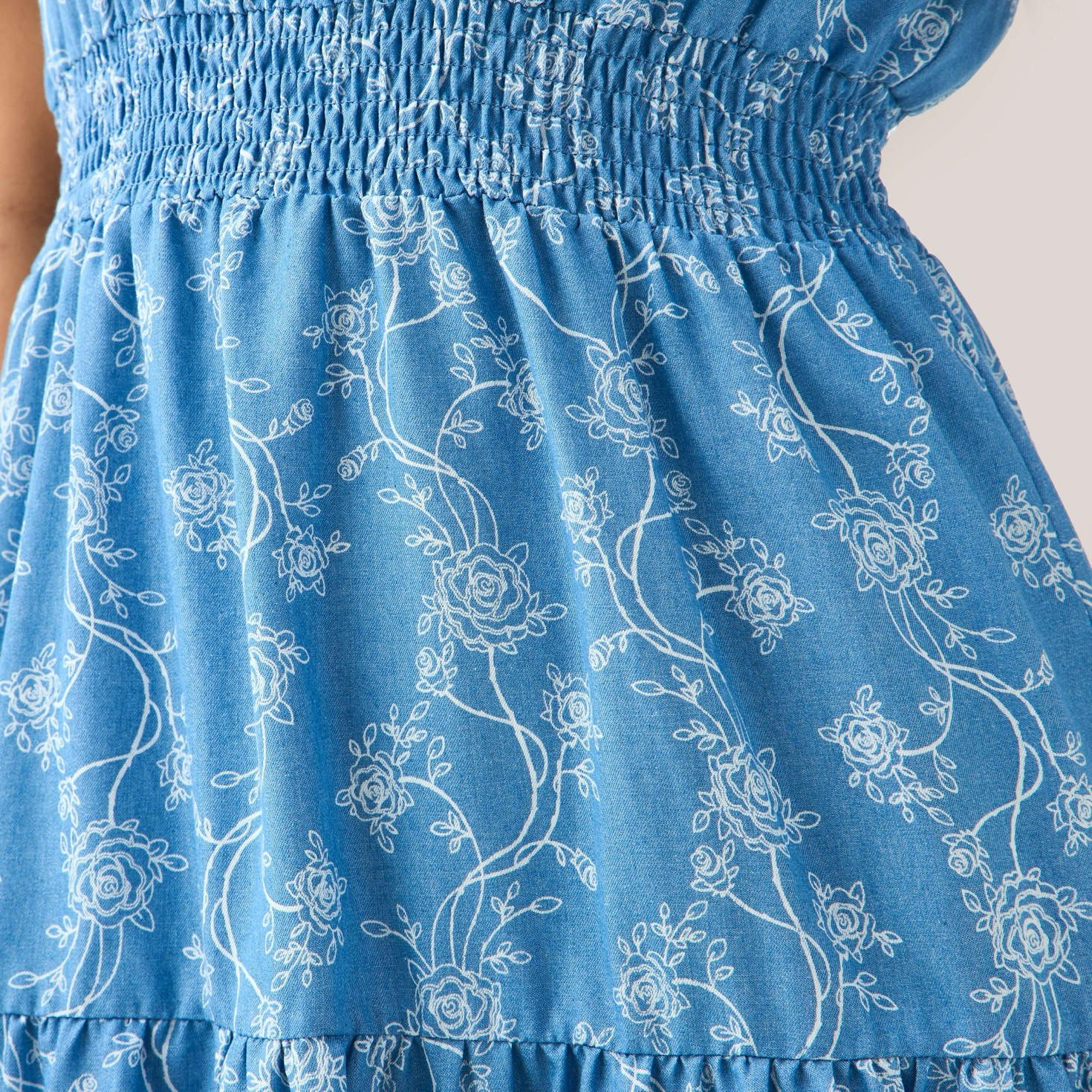 Tiered Midi Denim Dress with Flutter Sleeves-women-clothing-dresses-image-5