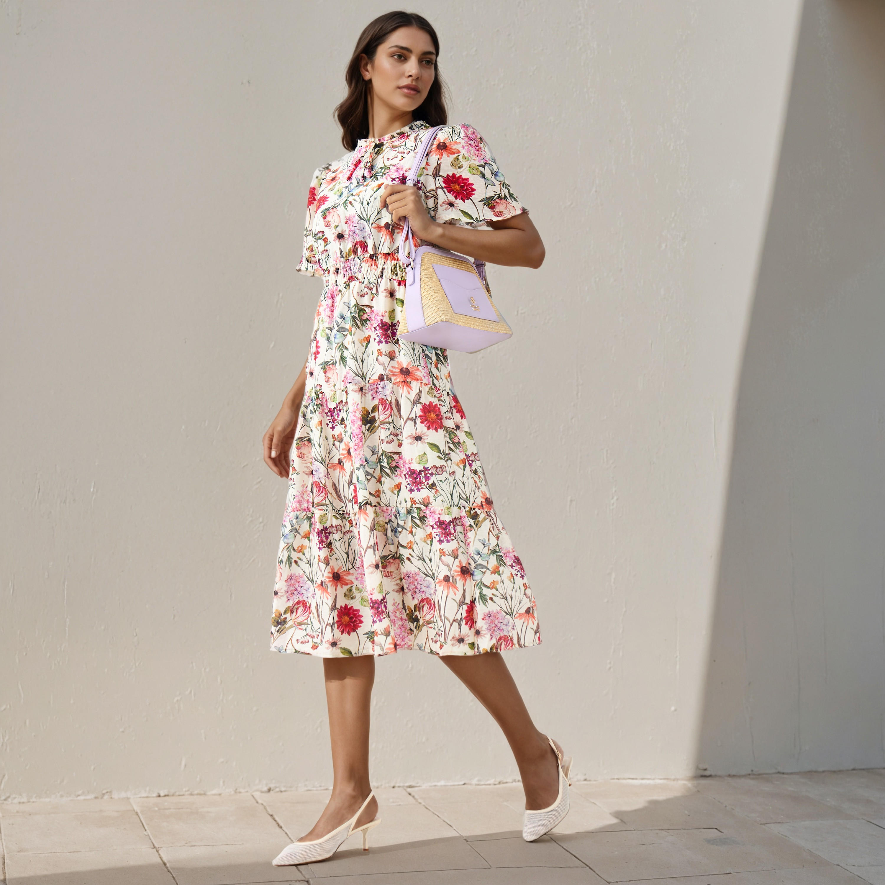 Tiered Midi Denim Dress with Flutter Sleeves-women-clothing-dresses-image-2