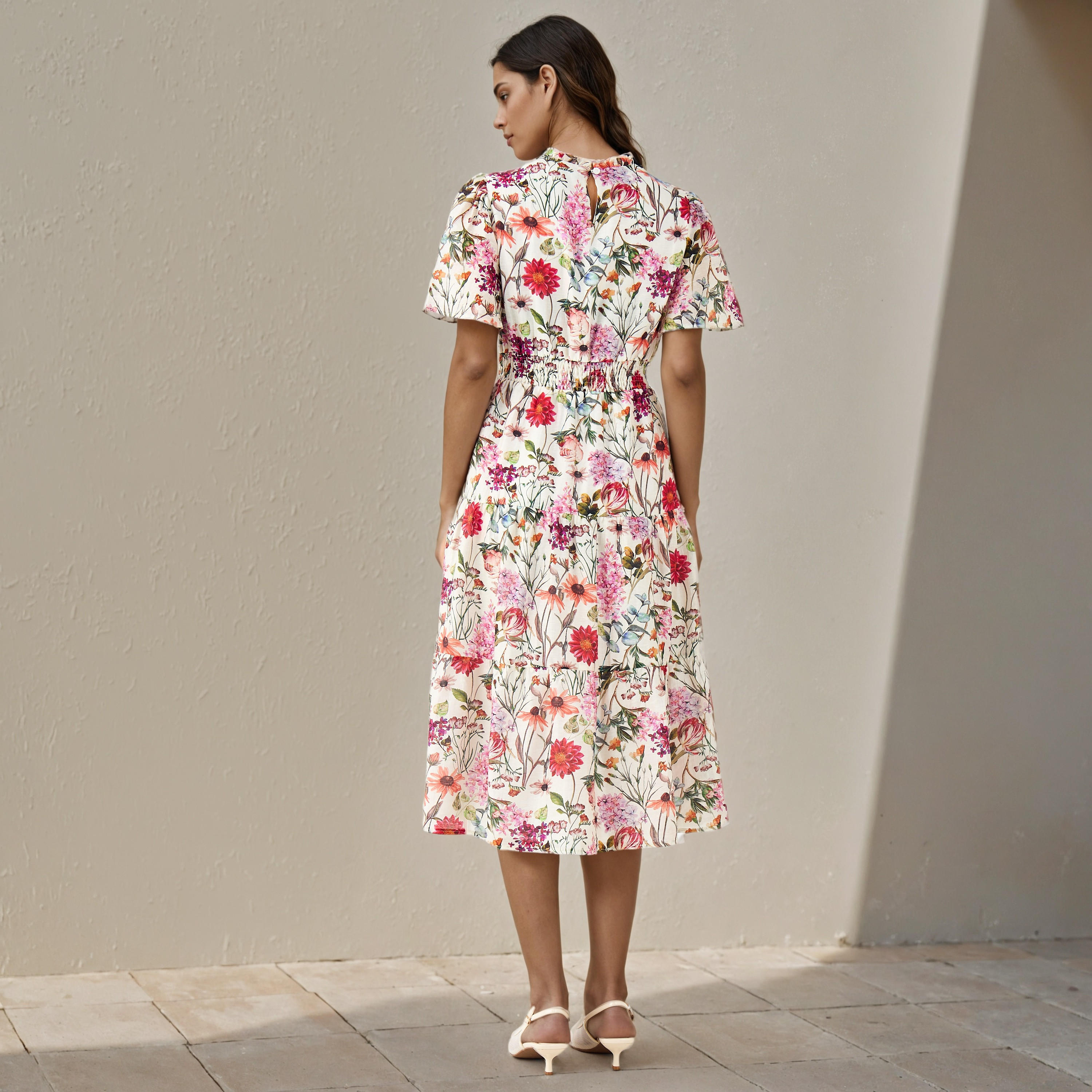 Tiered Midi Denim Dress with Flutter Sleeves-women-clothing-dresses-image-3
