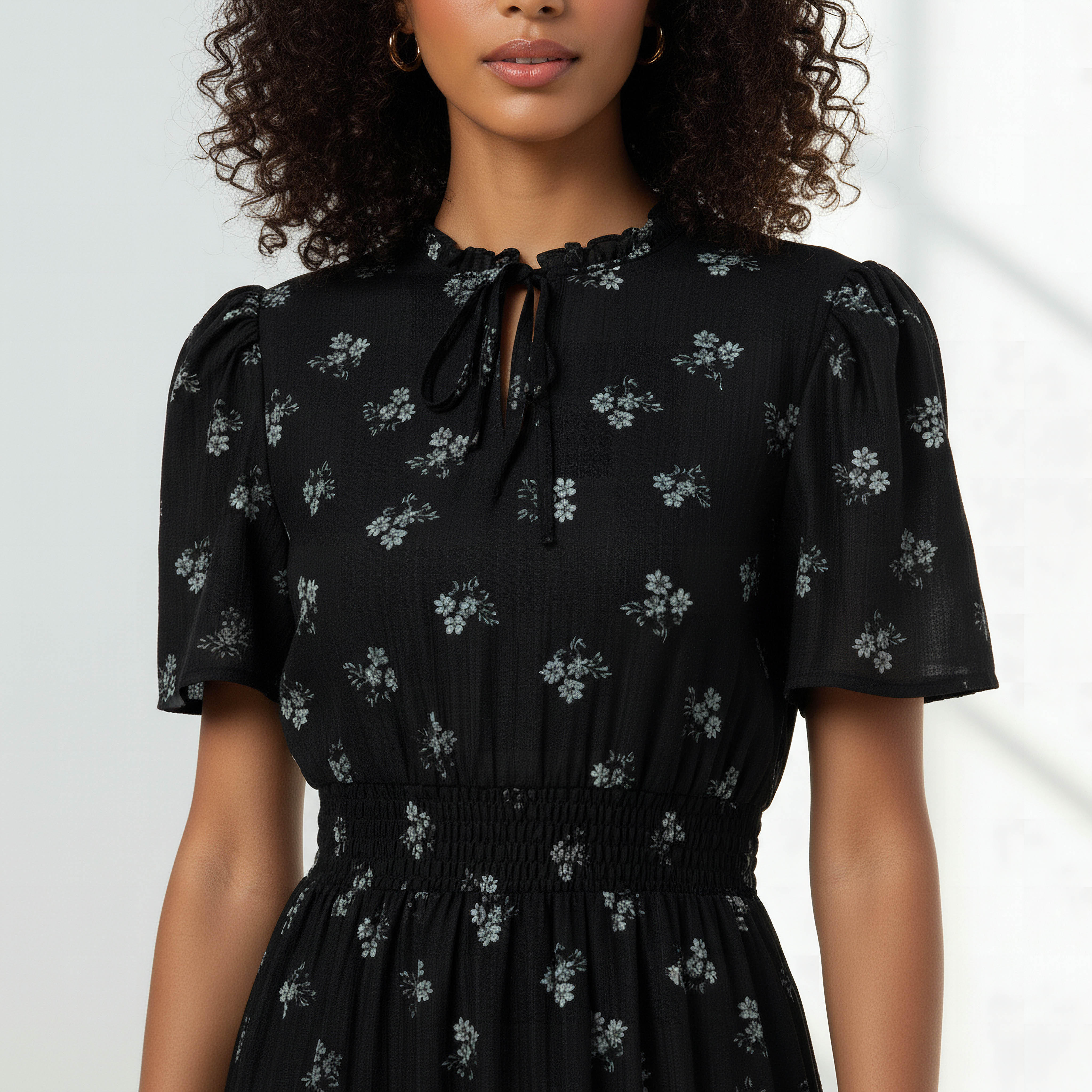 Tiered Midi Viscose Dress with Flutter Sleeves-women-clothing-dresses-image-4