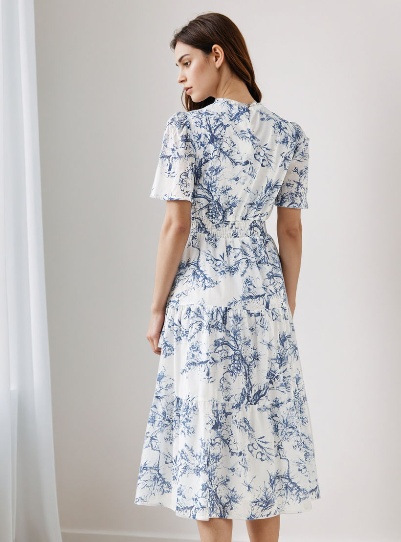 Tiered Midi Denim Dress with Flutter Sleeves-women-clothing-dresses-image-3