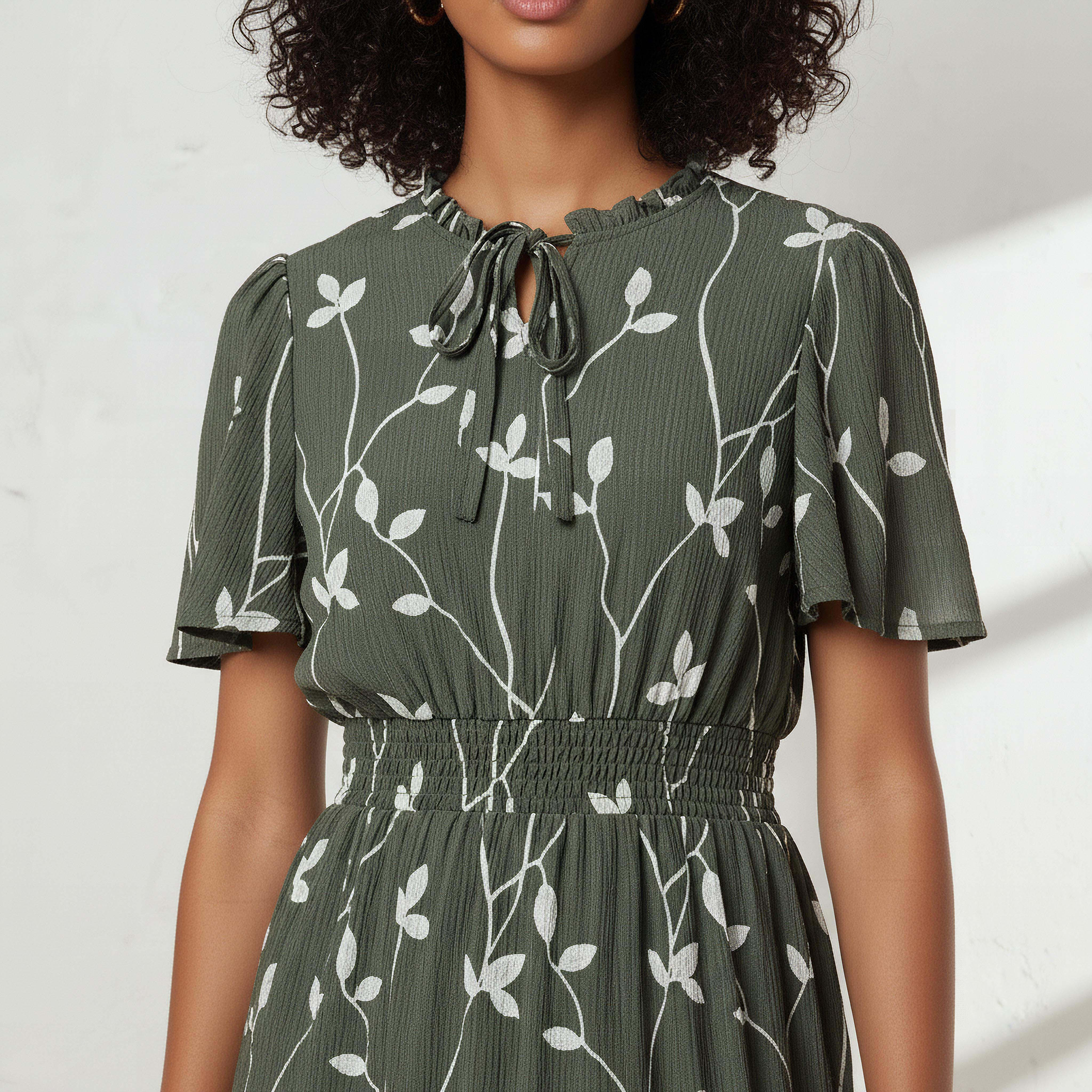 Embroidered Tiered Midi Viscose Dress with Flutter Sleeves-women-clothing-dresses-image-4