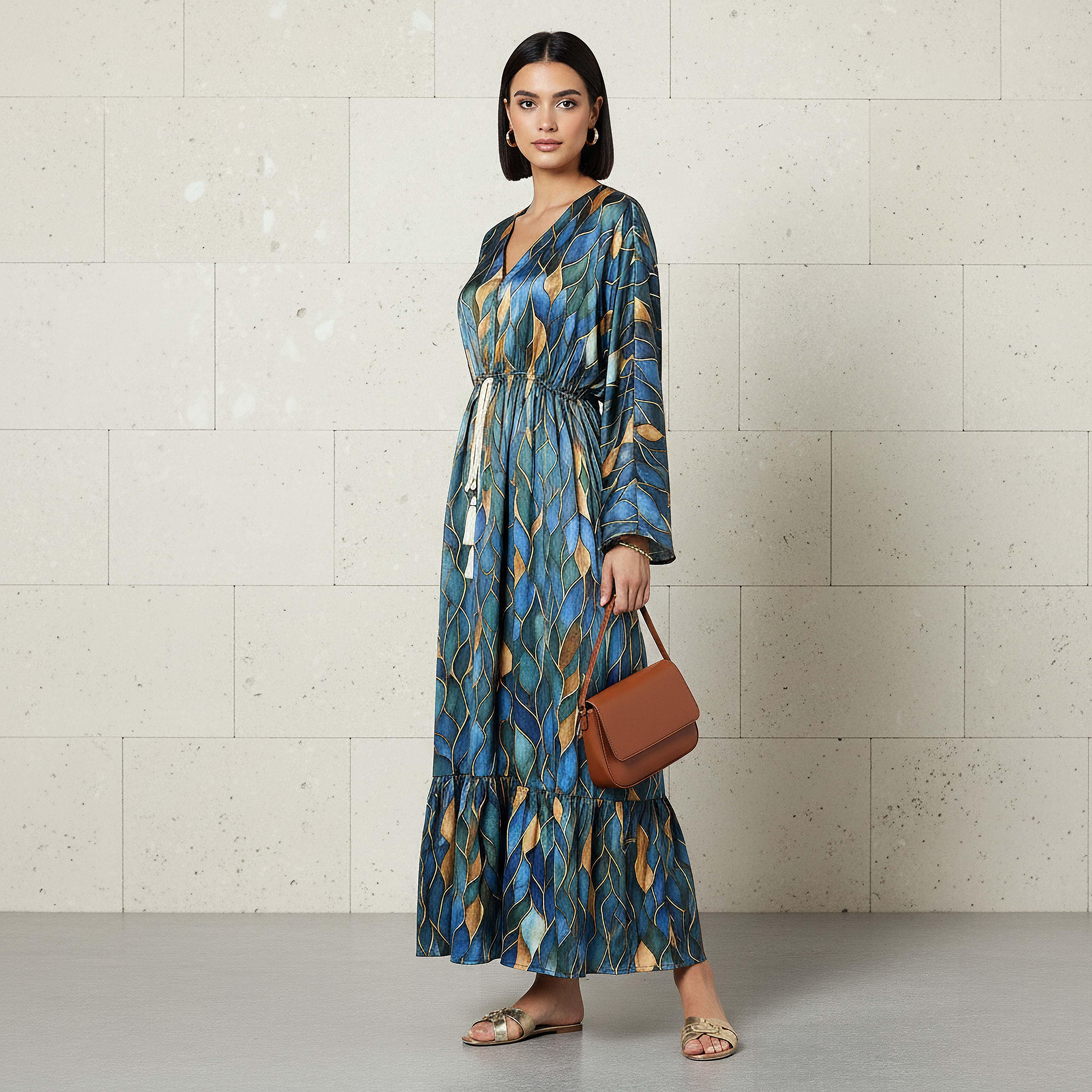 فستان قفطان فيسكوز بطبعات للنساء-women-clothing-dresses-image-2