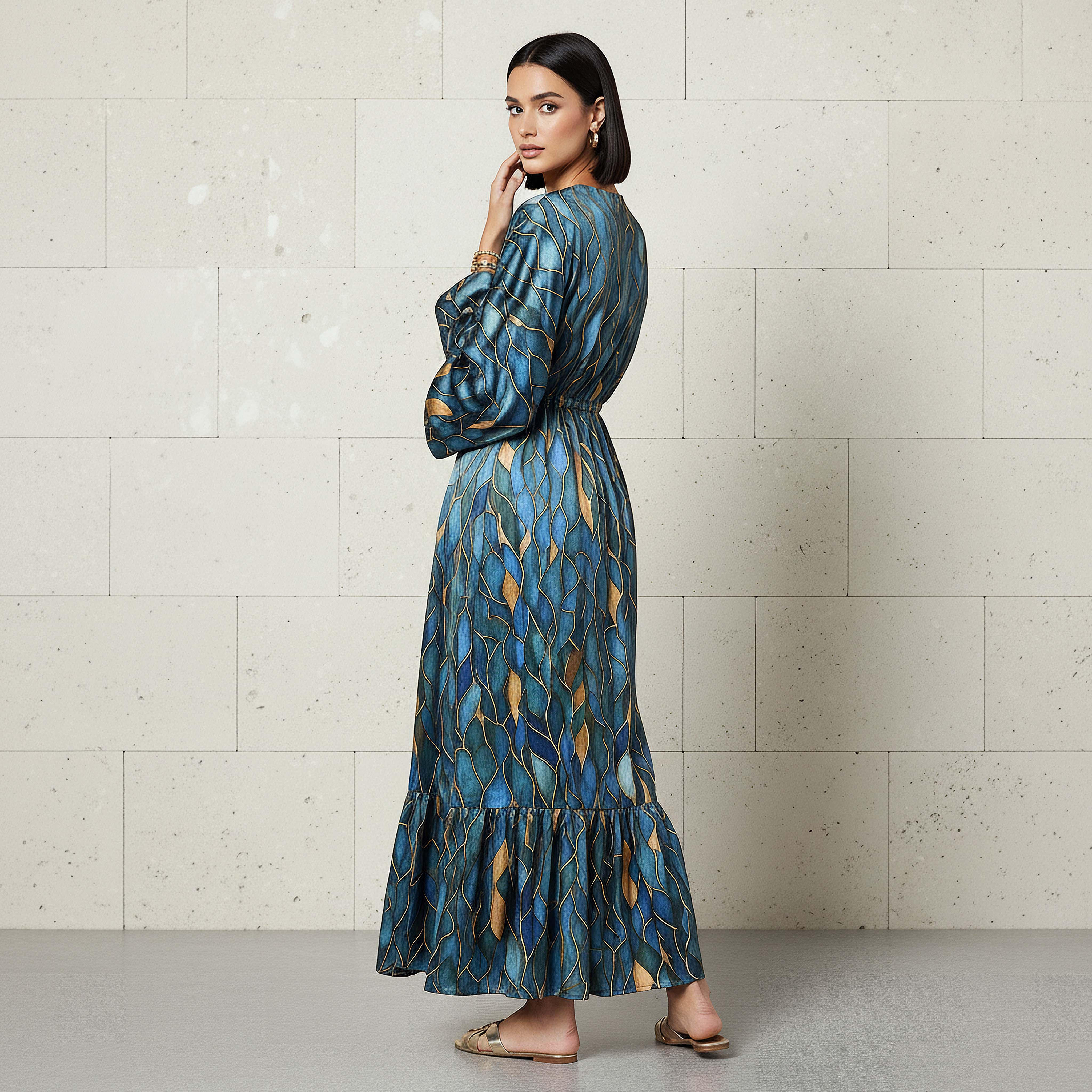 فستان قفطان فيسكوز بطبعات للنساء-women-clothing-dresses-image-3