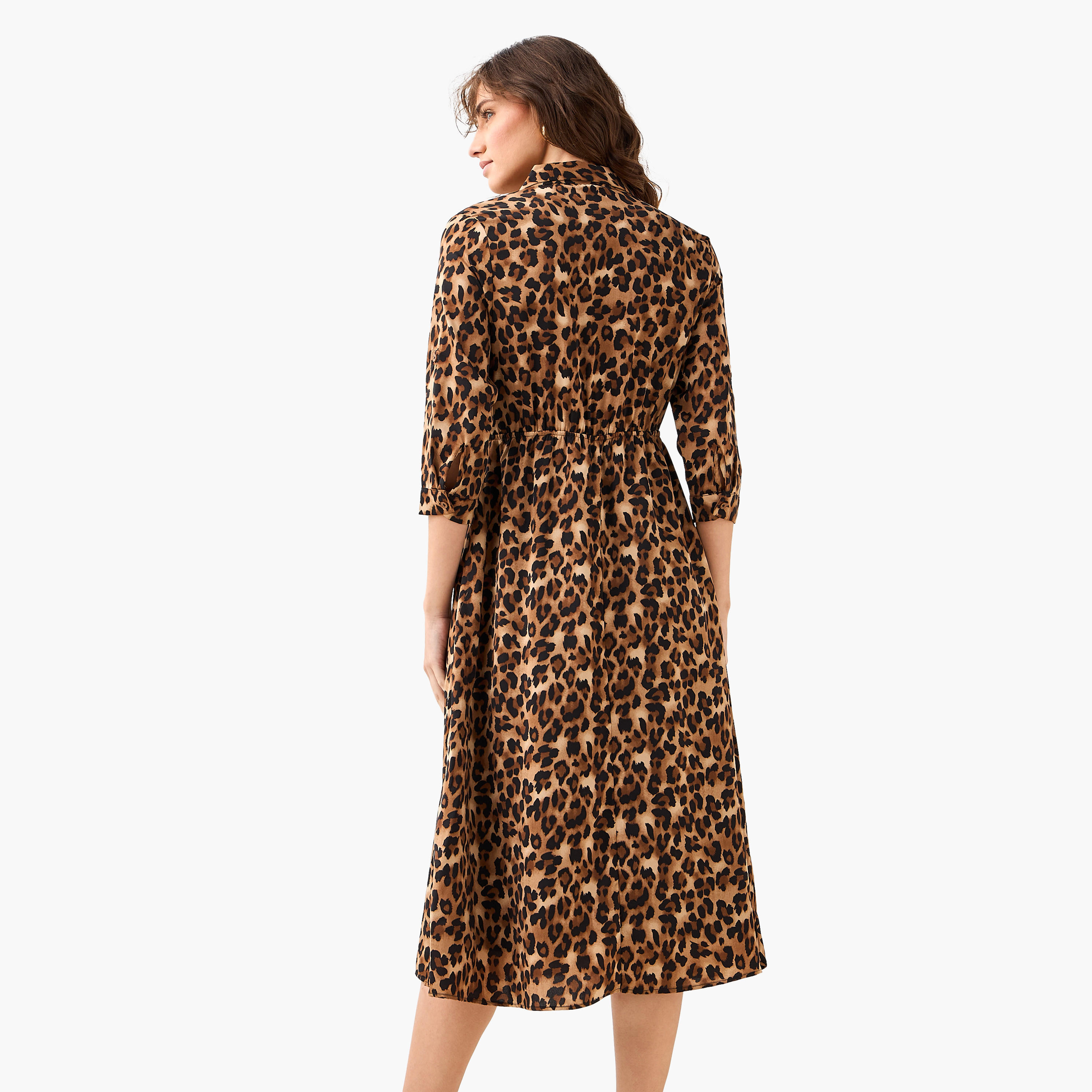 Midi Cotton Shirt Dress with Animal Print-women-clothing-dresses-image-4