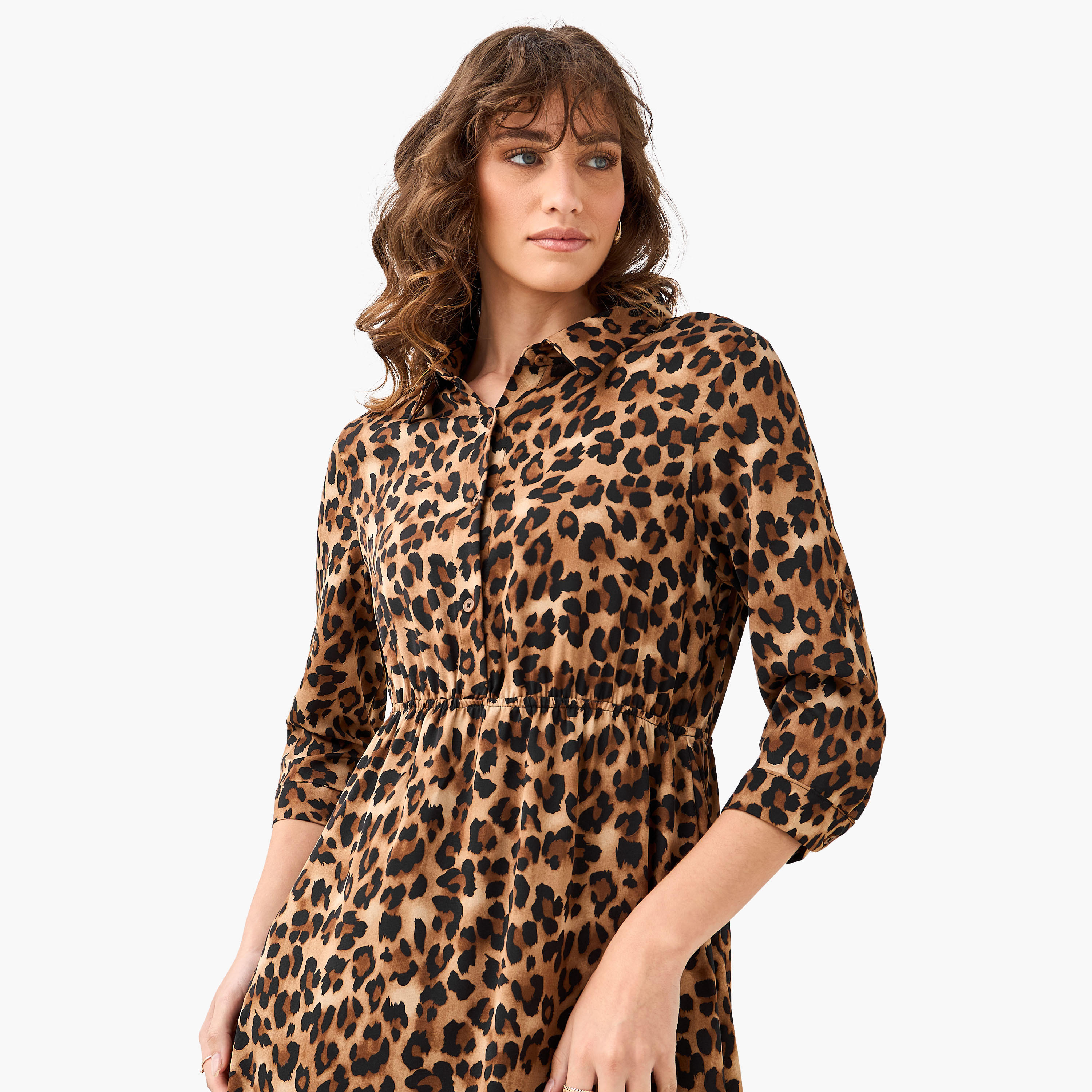 Midi Cotton Shirt Dress with Animal Print-women-clothing-dresses-image-5