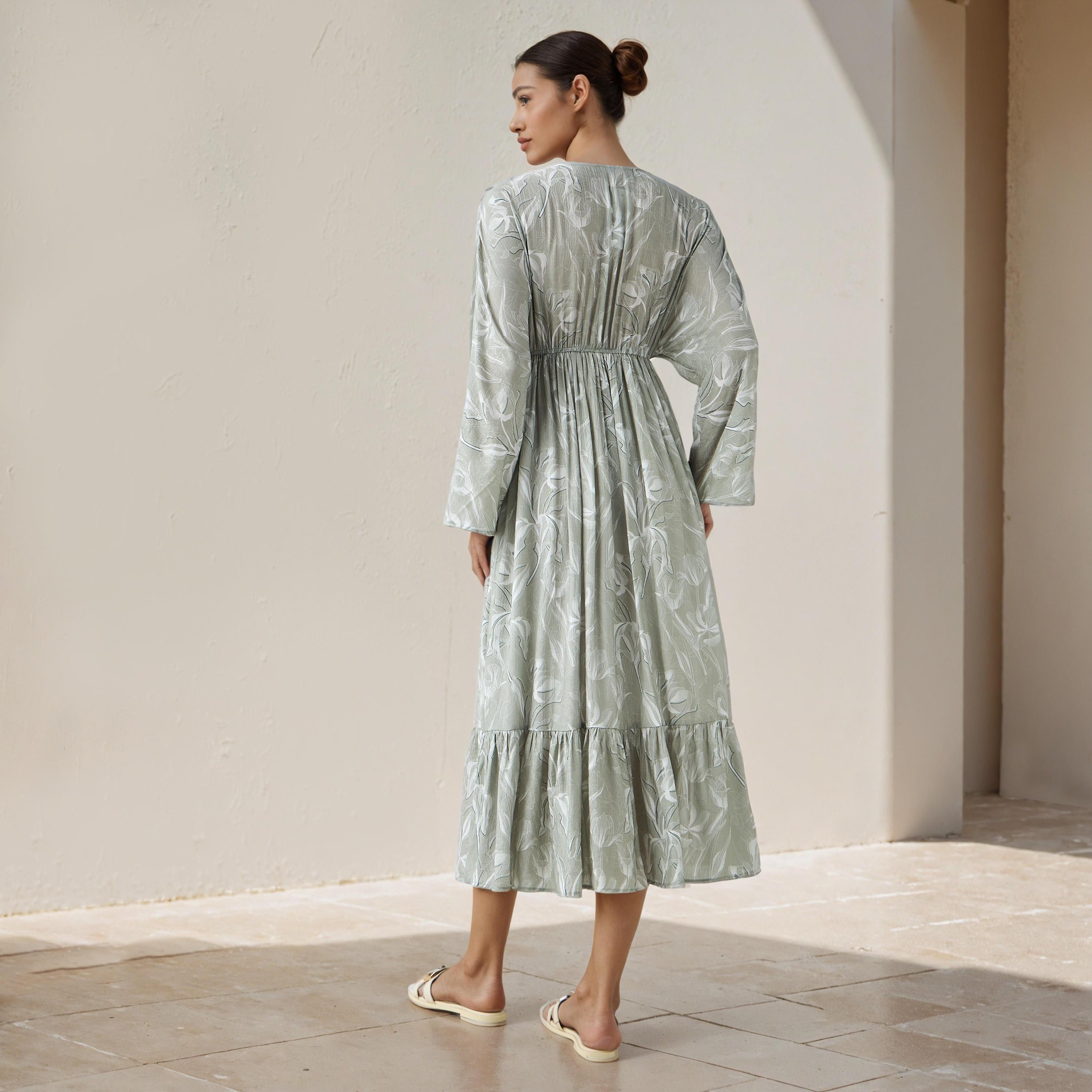 فستان قفطان فيسكوز بطبعات زهرية للنساء-women-clothing-dresses-image-3