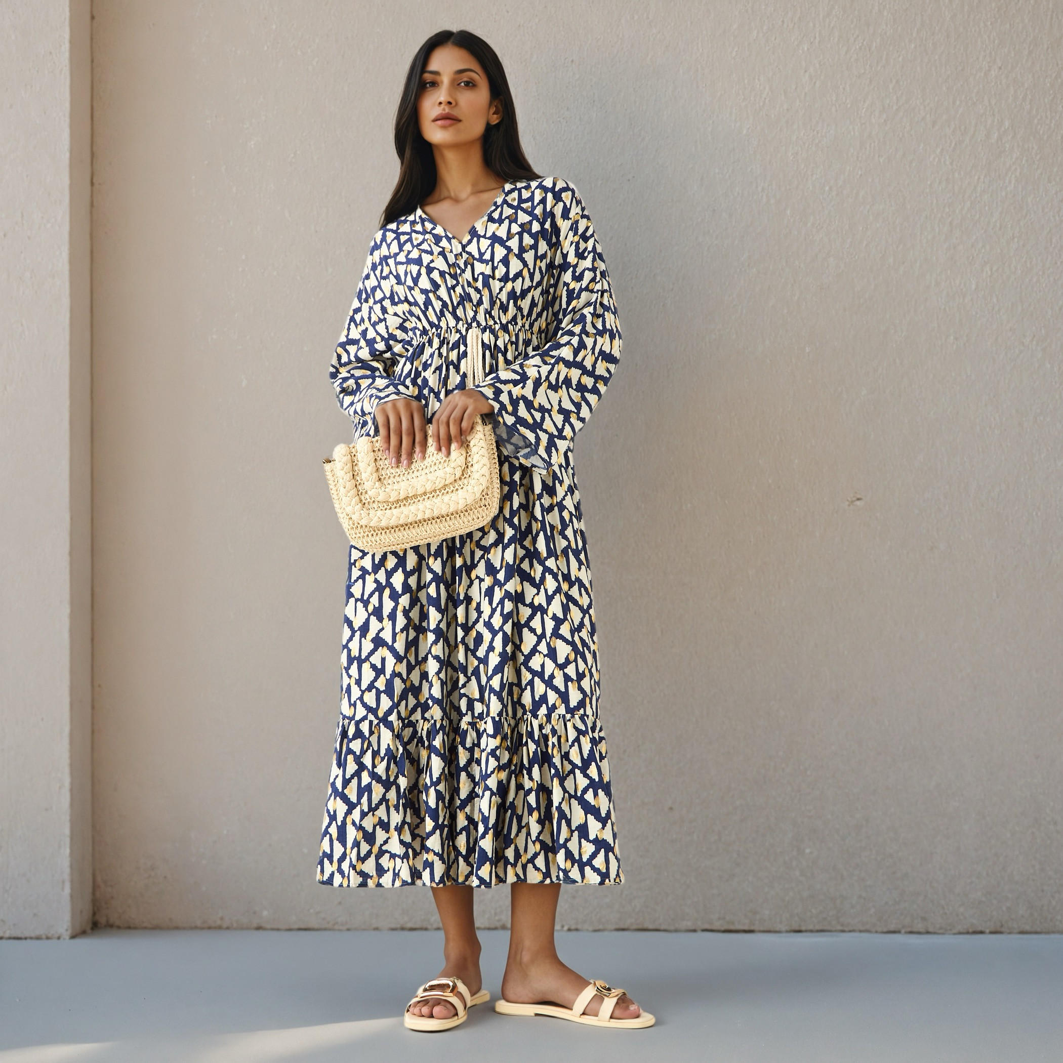Printed Kaftan Women Dress Viscose-women-clothing-dresses-image-1