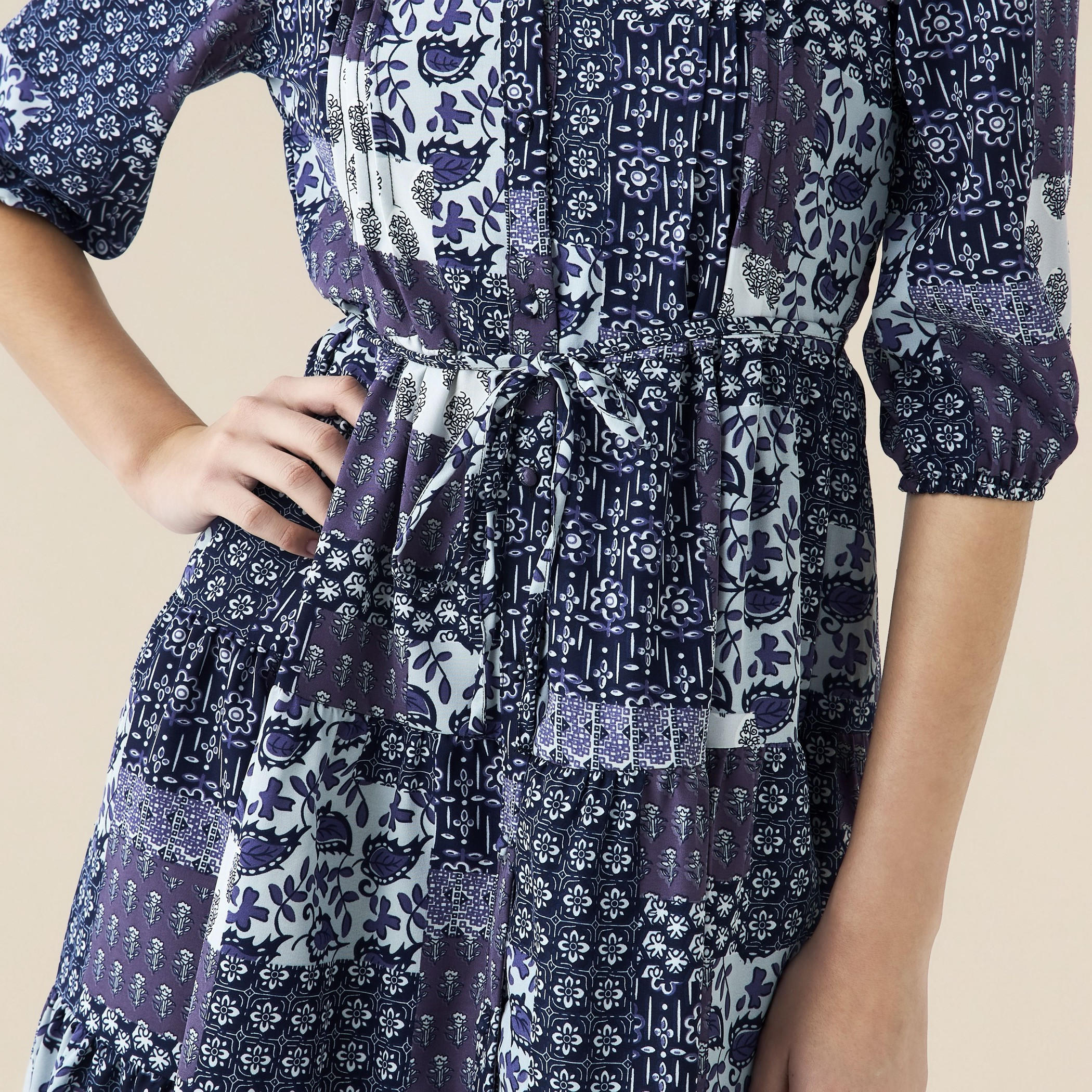 A-line Knee-Length Viscose Dress with Tie-Up Belt-women-clothing-dresses-image-5