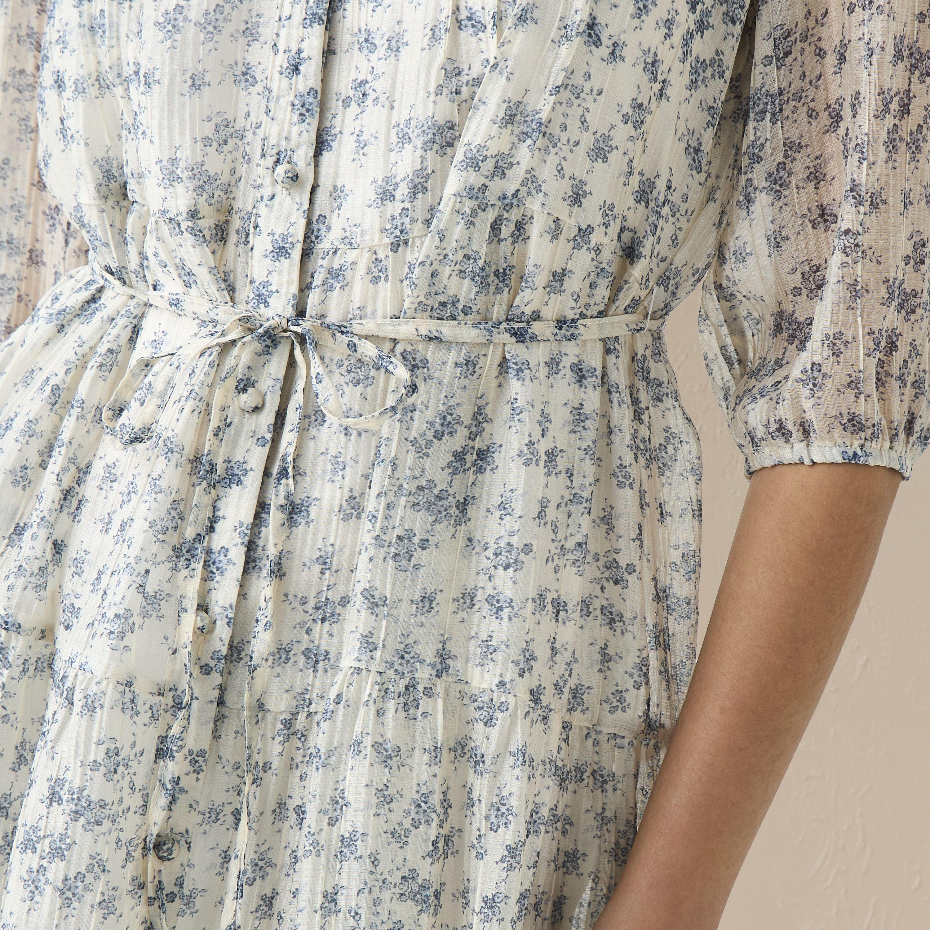 Floral Print Midi Women Dress with Pintuck Detail-women-clothing-dresses-image-5
