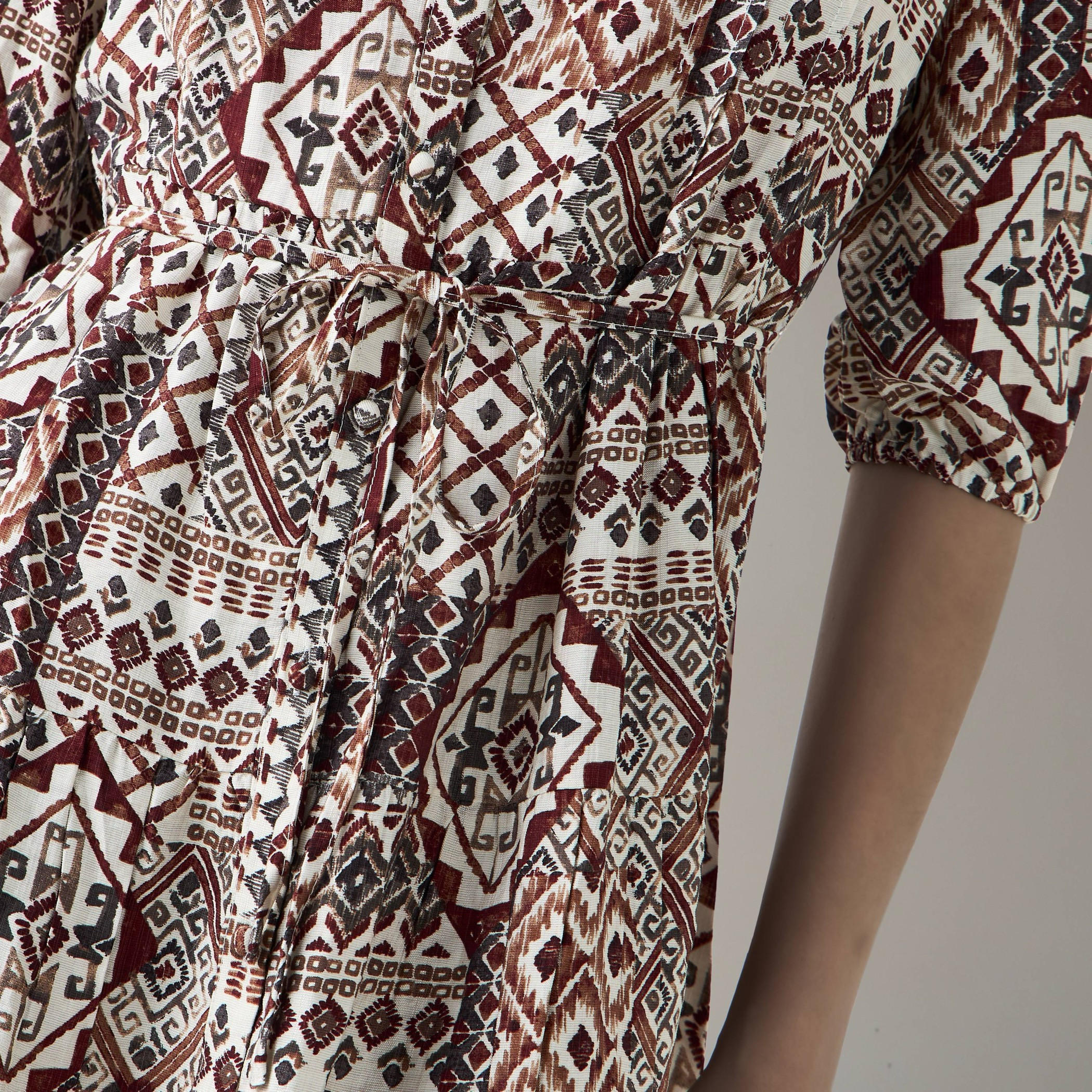Printed Midi Women Dress with Pintuck Detail Viscose-women-clothing-dresses-image-5