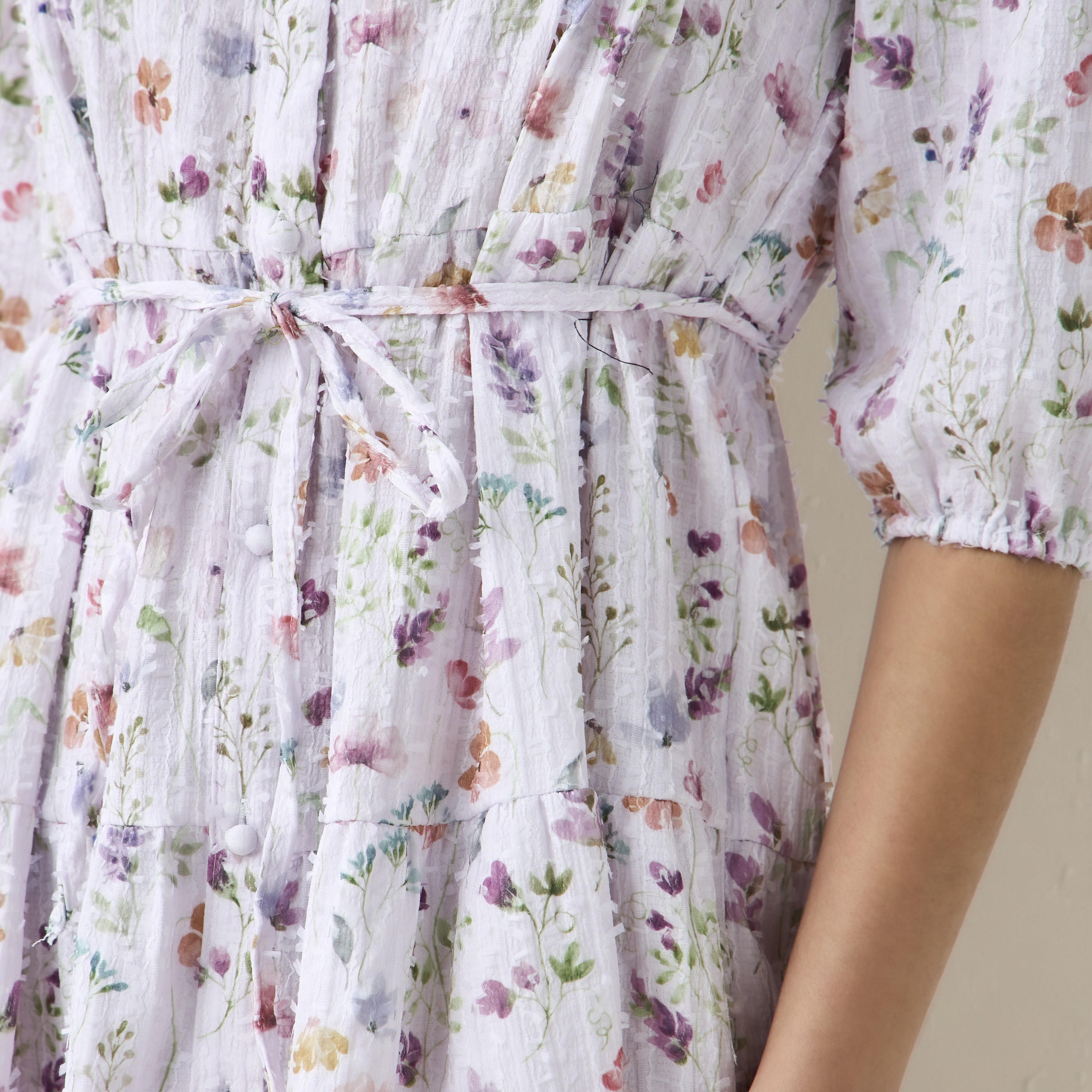 Floral Print Midi Women Dress with Pintuck Detail-women-clothing-dresses-image-5