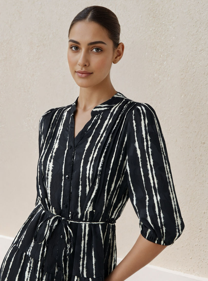 فستان ميدي بطبعات وتفاصيل بينتوك فيسكوز للنساء-women-clothing-dresses-image-4