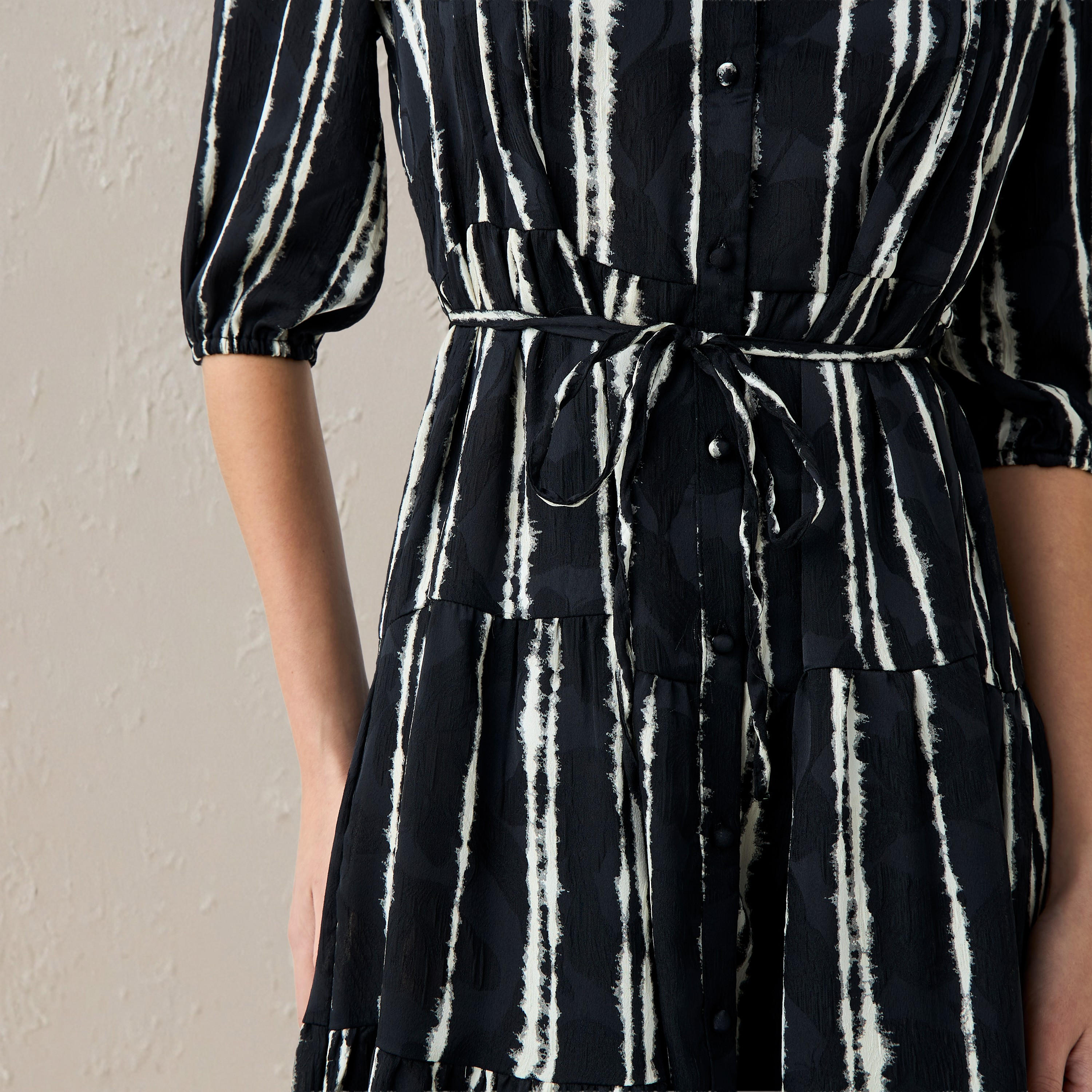 Printed Midi Women Dress with Pintuck Detail Viscose-women-clothing-dresses-image-5