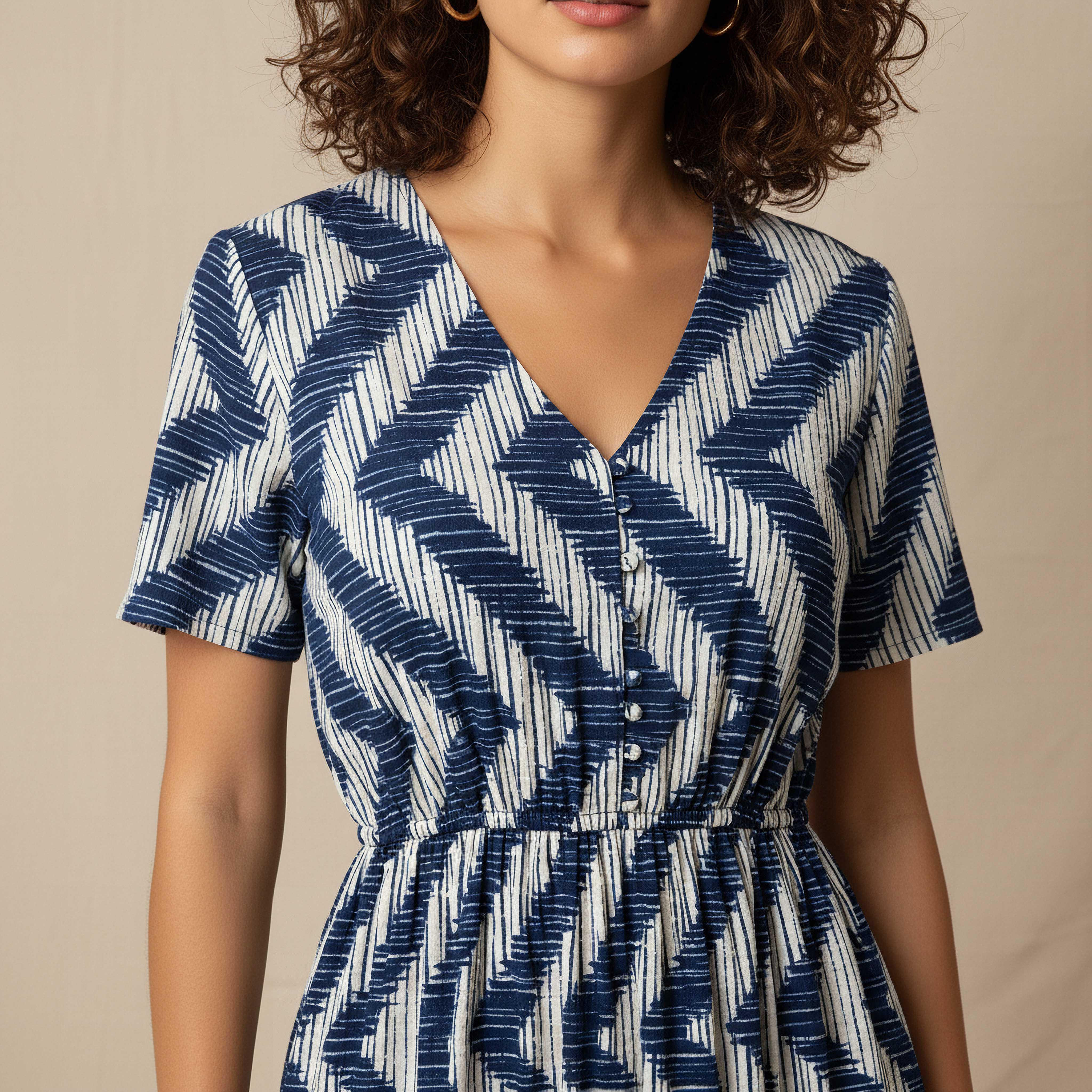 Printed Tiered Women Dress with Short Sleeves-women-clothing-dresses-image-4
