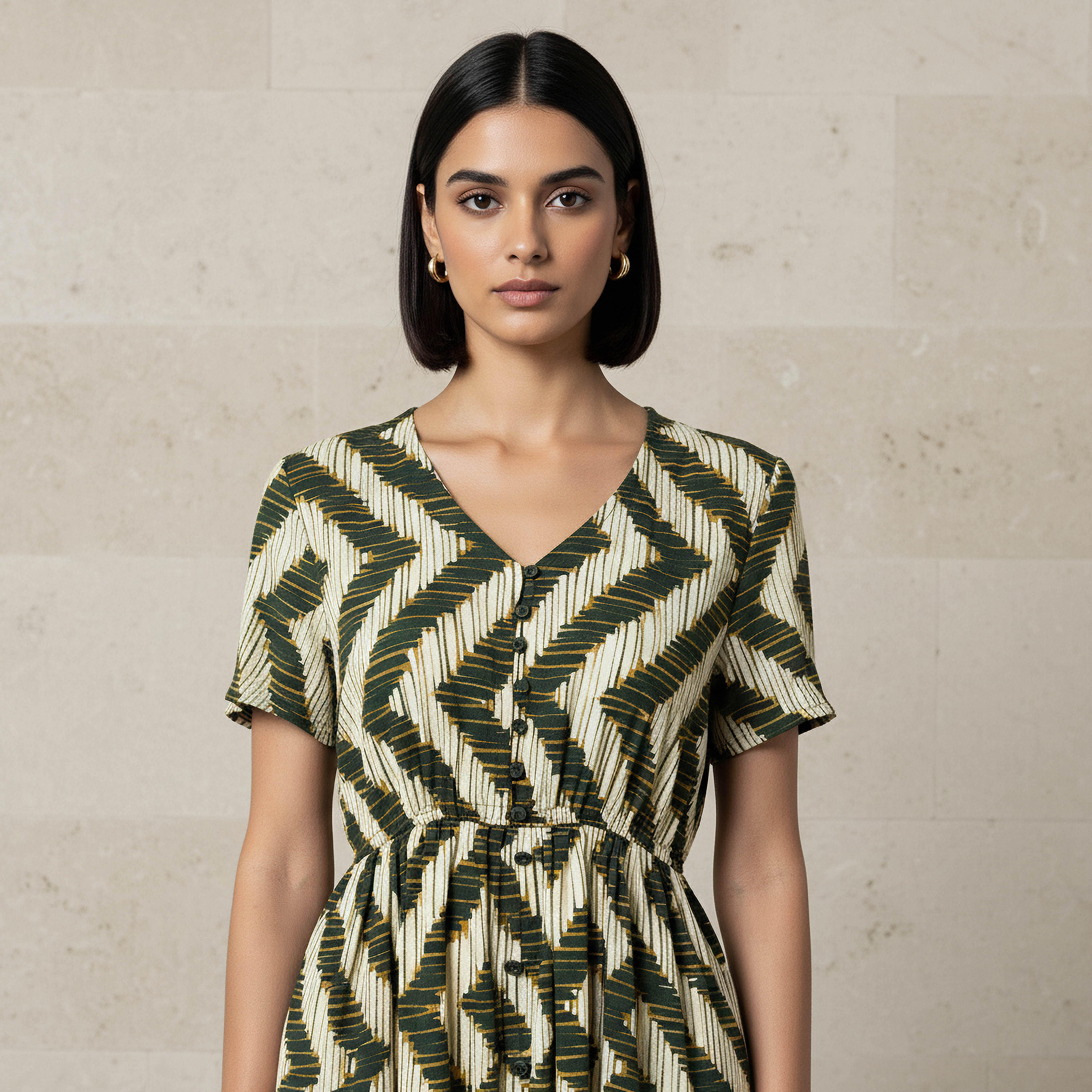 Printed Tiered Women Dress with Short Sleeves-women-clothing-dresses-image-4